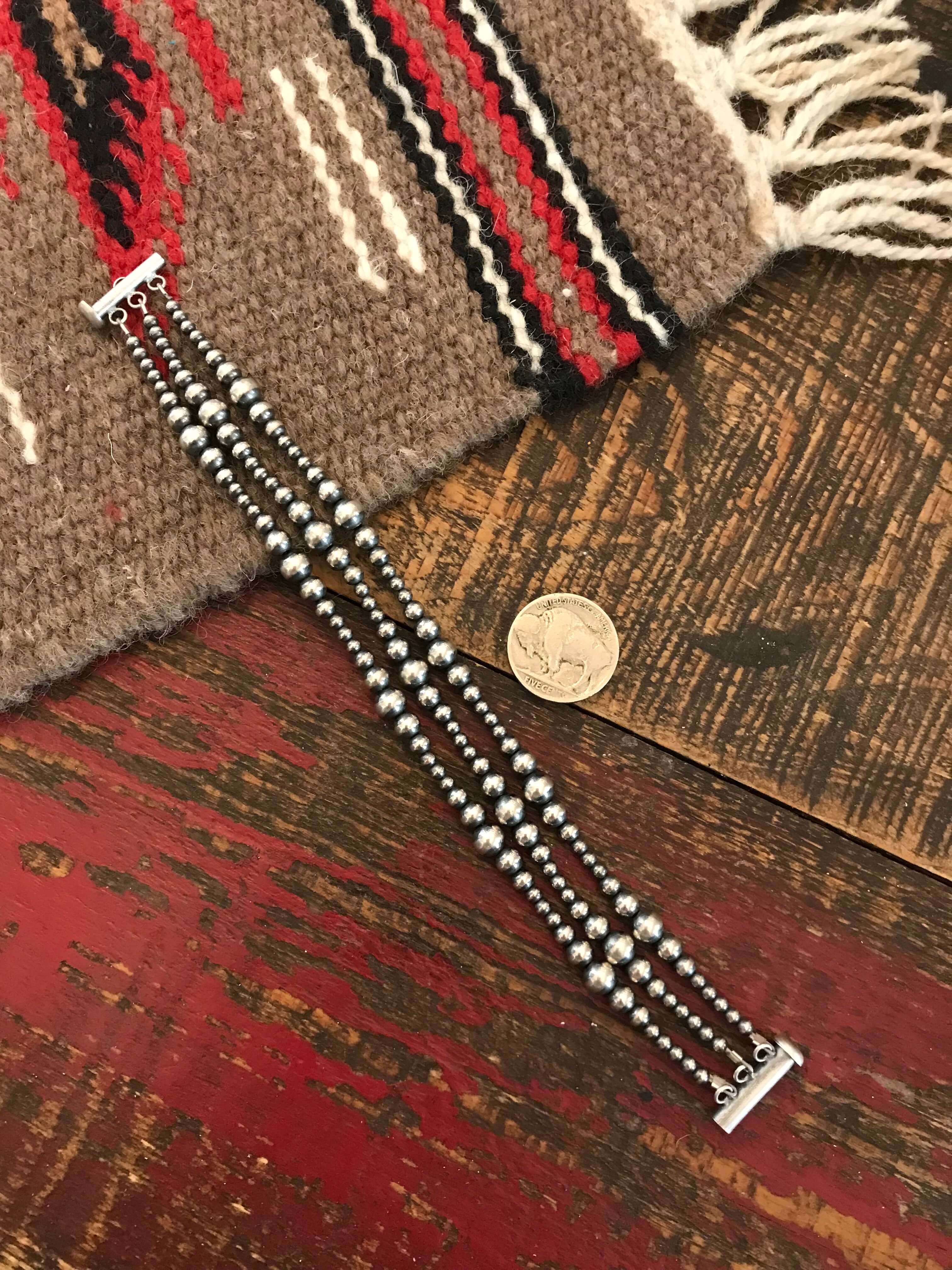 The Jackson 3 Strand Bracelet-Bracelets & Cuffs-Calli Co., Turquoise and Silver Jewelry, Native American Handmade, Zuni Tribe, Navajo Tribe, Brock Texas