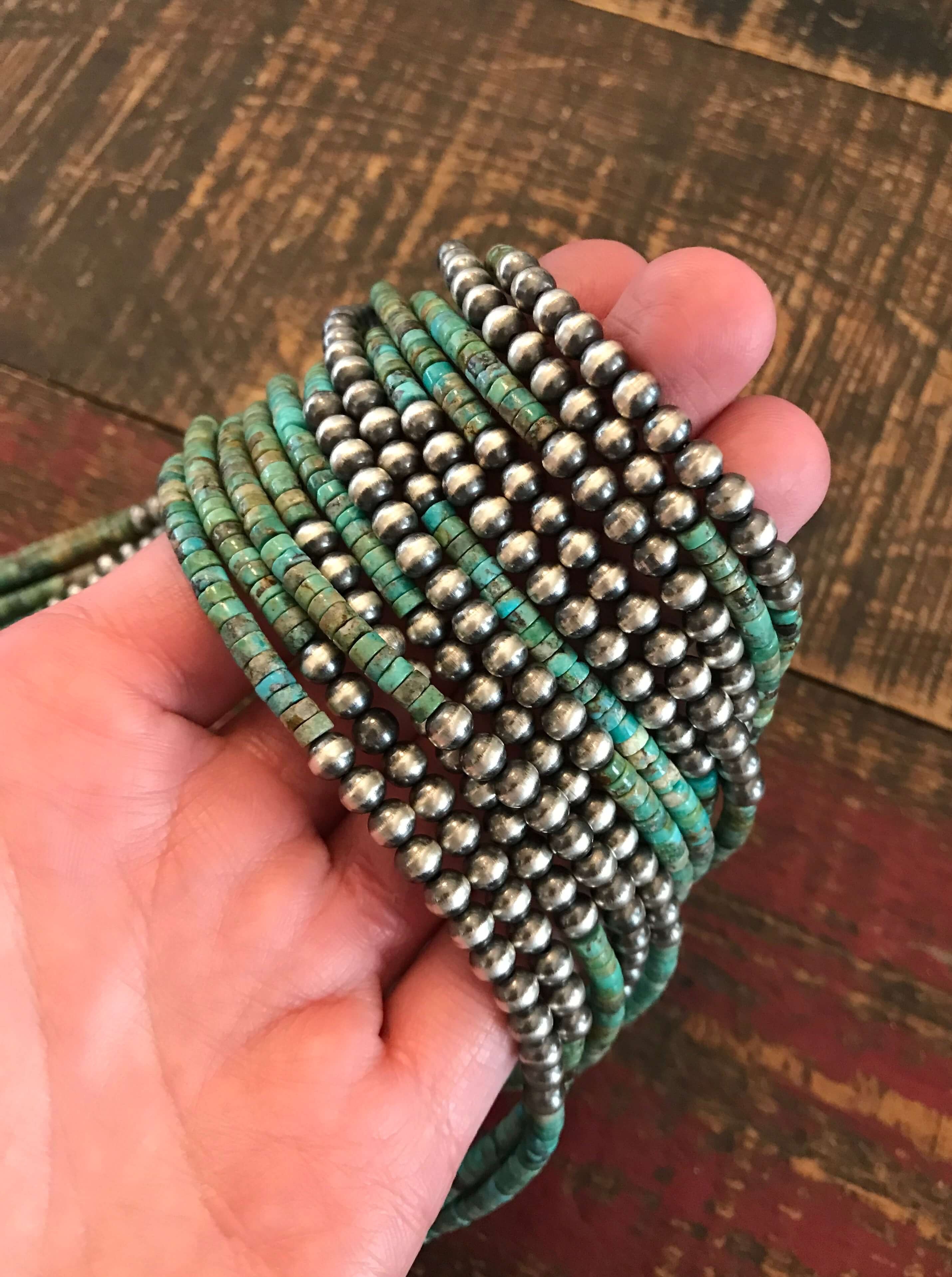 The Granado Necklace, 20"-Necklaces-Calli Co., Turquoise and Silver Jewelry, Native American Handmade, Zuni Tribe, Navajo Tribe, Brock Texas