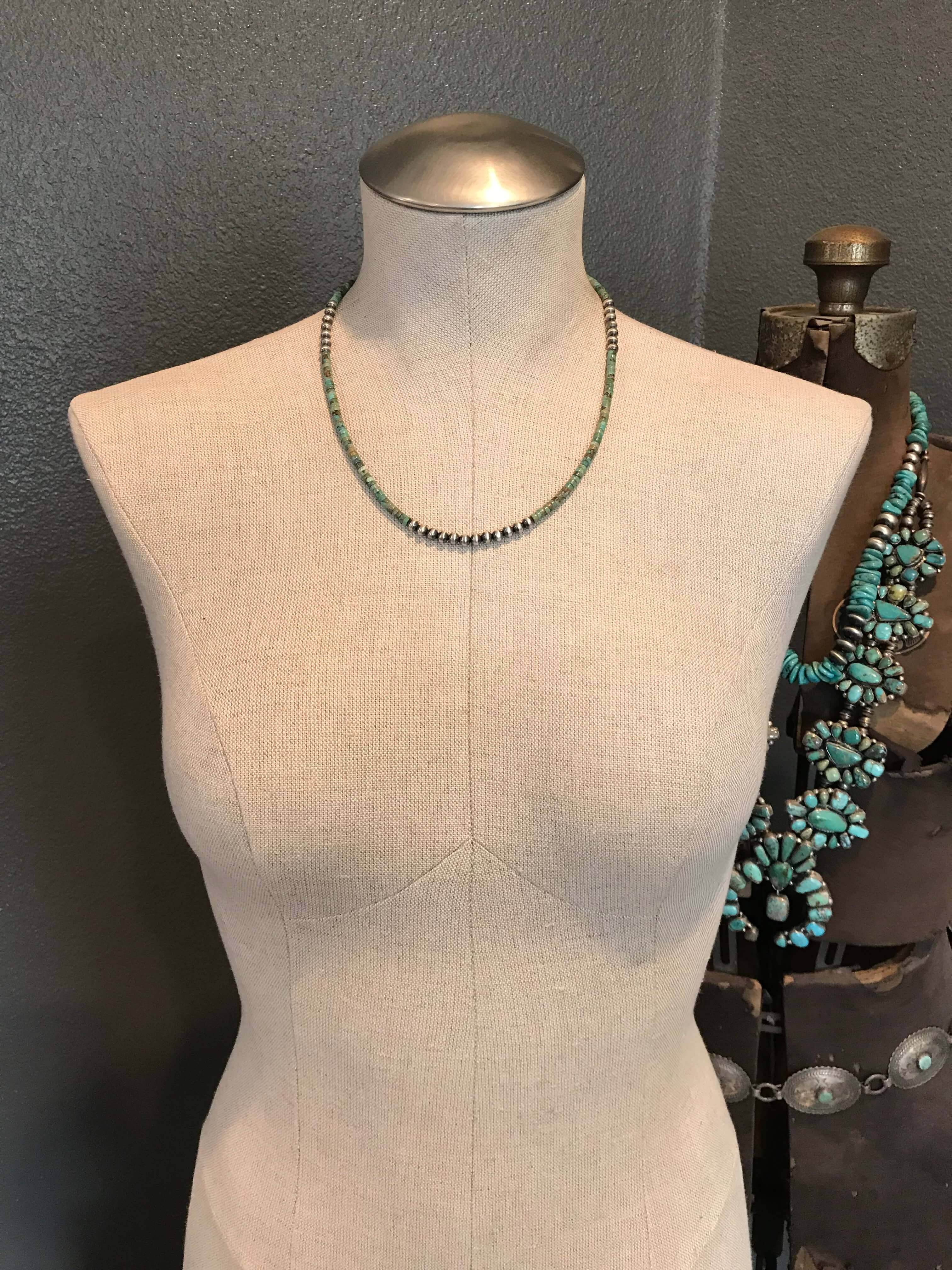 The Granado Necklace, 20"-Necklaces-Calli Co., Turquoise and Silver Jewelry, Native American Handmade, Zuni Tribe, Navajo Tribe, Brock Texas