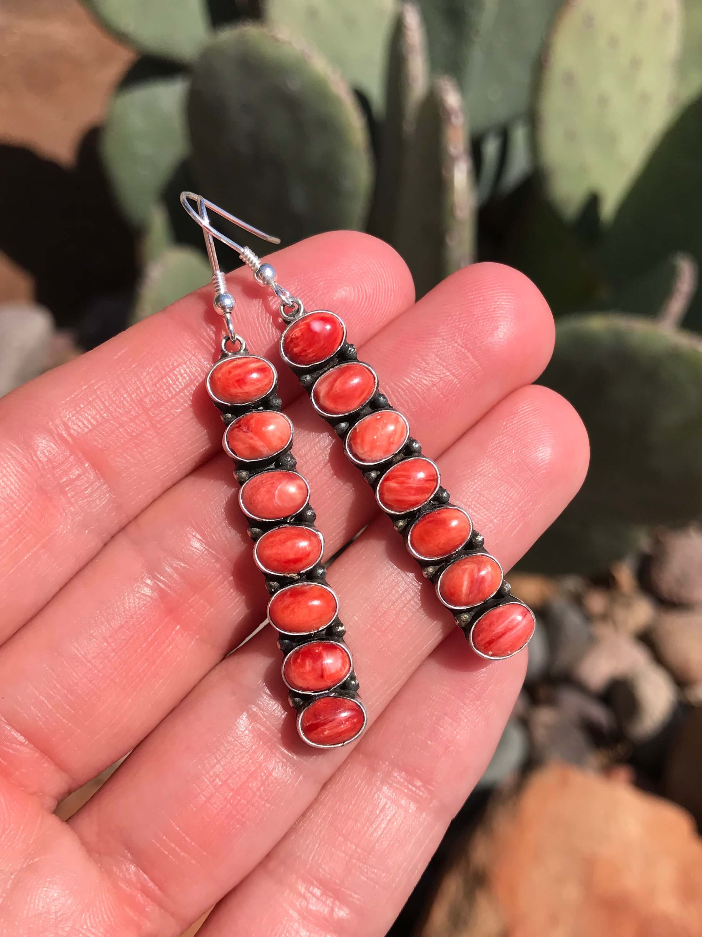 The Putnam Red Earrings, 2-Earrings-Calli Co., Turquoise and Silver Jewelry, Native American Handmade, Zuni Tribe, Navajo Tribe, Brock Texas