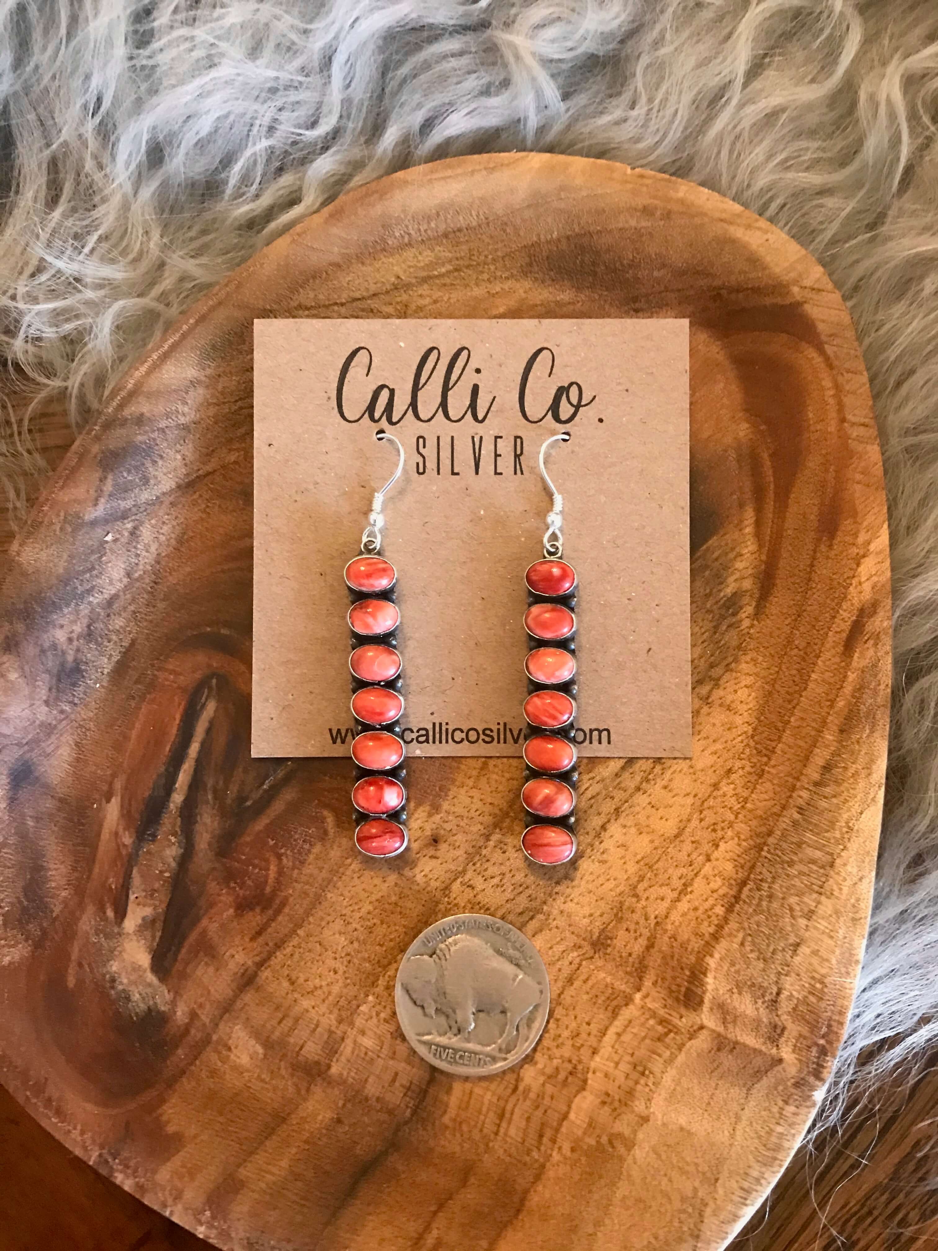 The Putnam Red Earrings, 2-Earrings-Calli Co., Turquoise and Silver Jewelry, Native American Handmade, Zuni Tribe, Navajo Tribe, Brock Texas