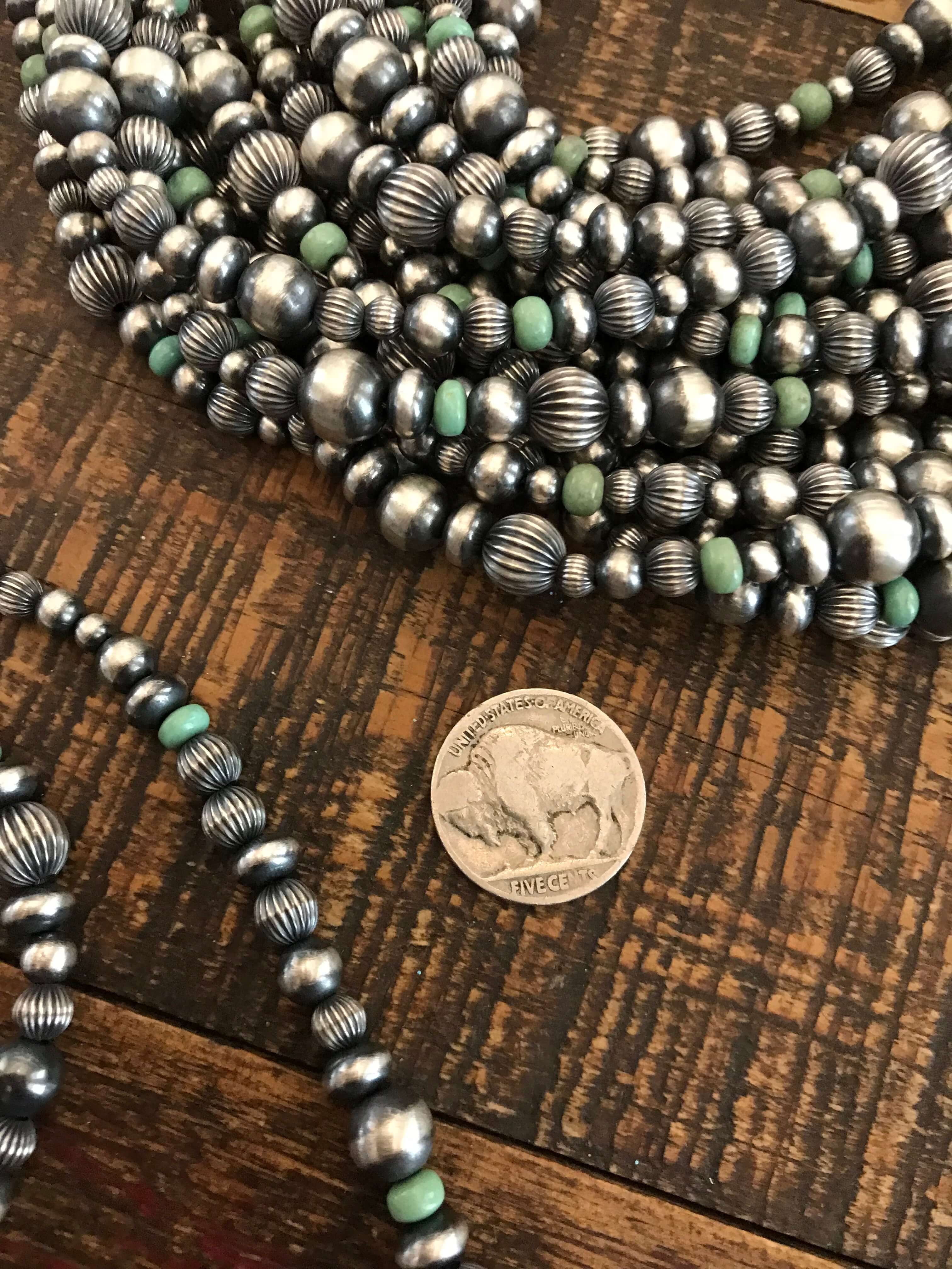 The Pecos Necklace in Green Turquoise-Necklaces-Calli Co., Turquoise and Silver Jewelry, Native American Handmade, Zuni Tribe, Navajo Tribe, Brock Texas
