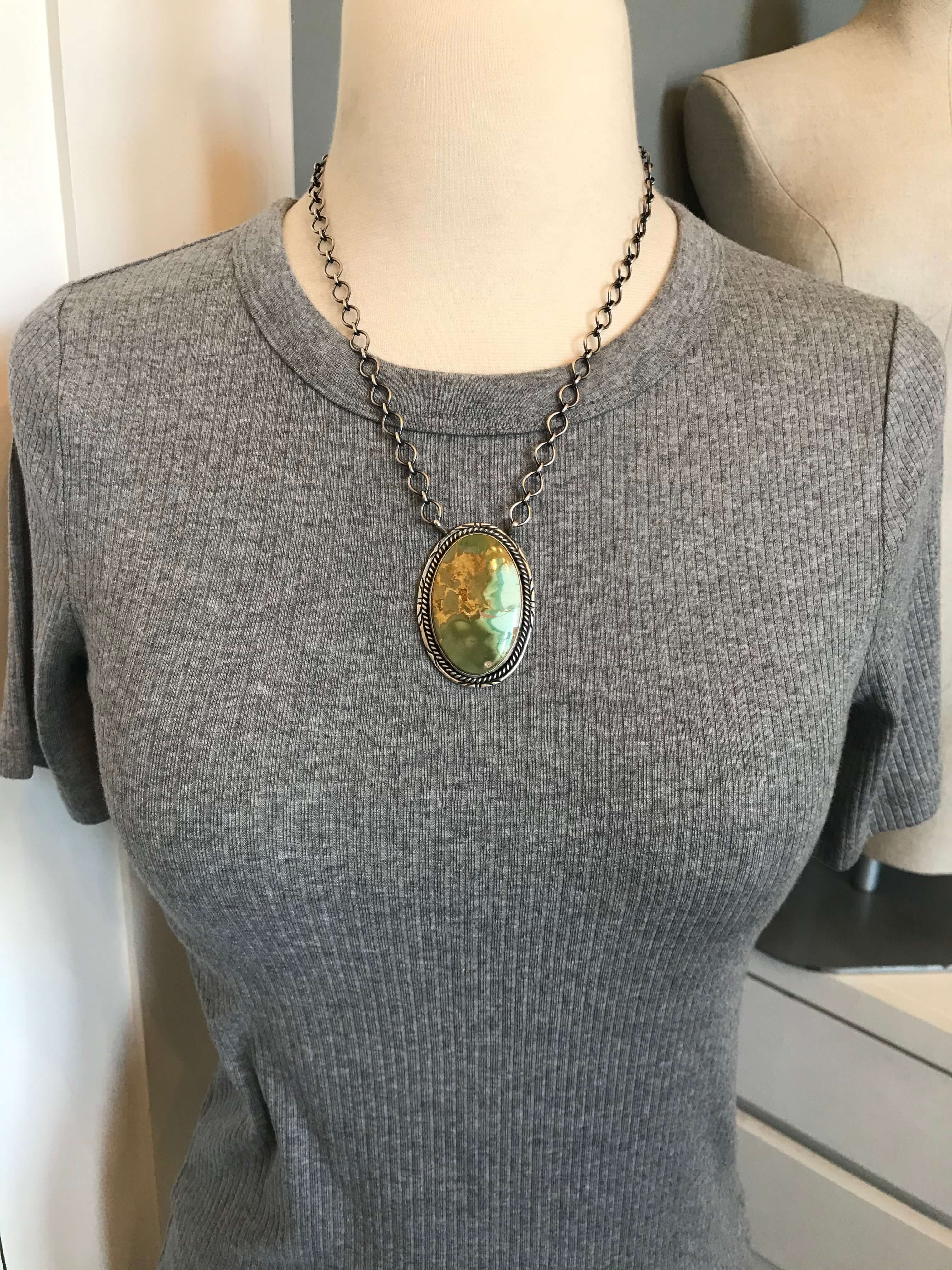 The Eagle Mountain Turquoise Necklace, 2-Necklaces-Calli Co., Turquoise and Silver Jewelry, Native American Handmade, Zuni Tribe, Navajo Tribe, Brock Texas