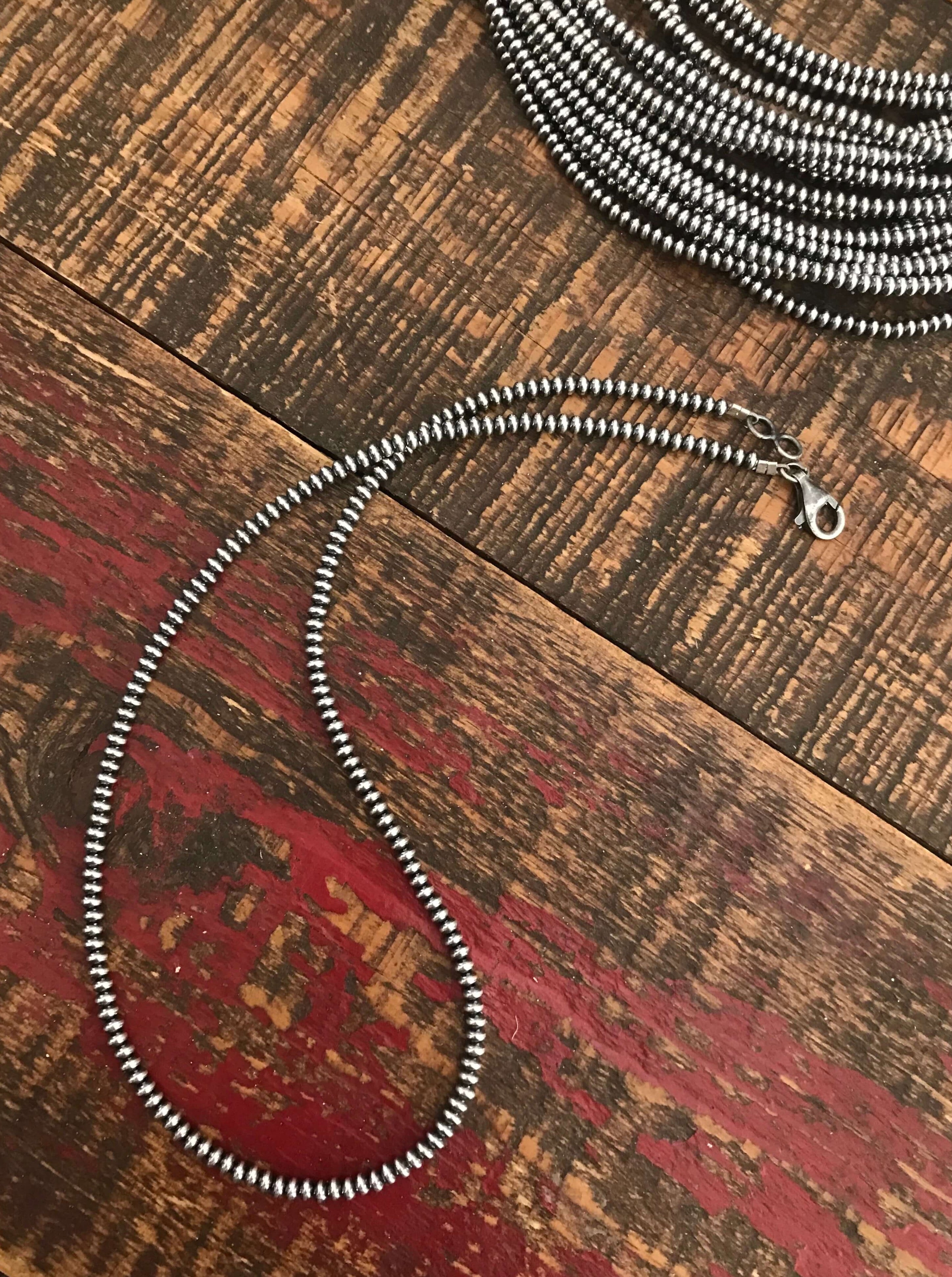 The Tulsa 3mm Saucer Necklace-Necklaces-Calli Co., Turquoise and Silver Jewelry, Native American Handmade, Zuni Tribe, Navajo Tribe, Brock Texas