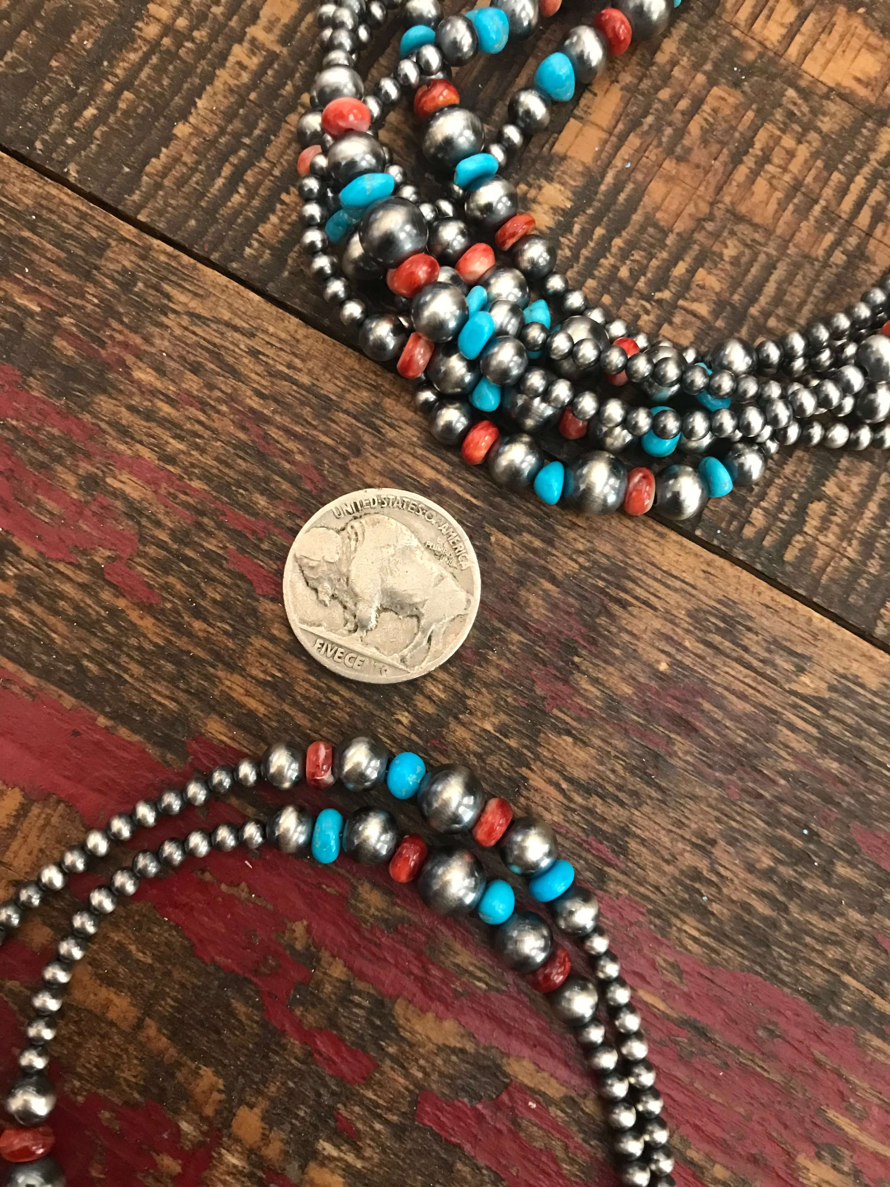 The Stevie Necklace, 18"-Necklaces-Calli Co., Turquoise and Silver Jewelry, Native American Handmade, Zuni Tribe, Navajo Tribe, Brock Texas