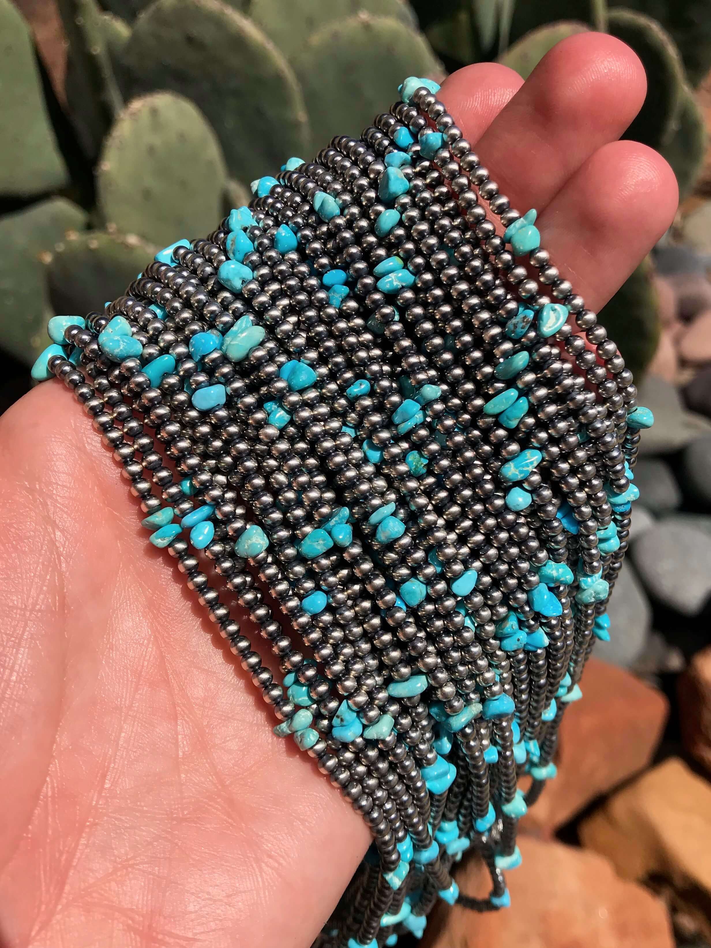 The Maizey Turquoise Necklace, 18"-Necklaces-Calli Co., Turquoise and Silver Jewelry, Native American Handmade, Zuni Tribe, Navajo Tribe, Brock Texas