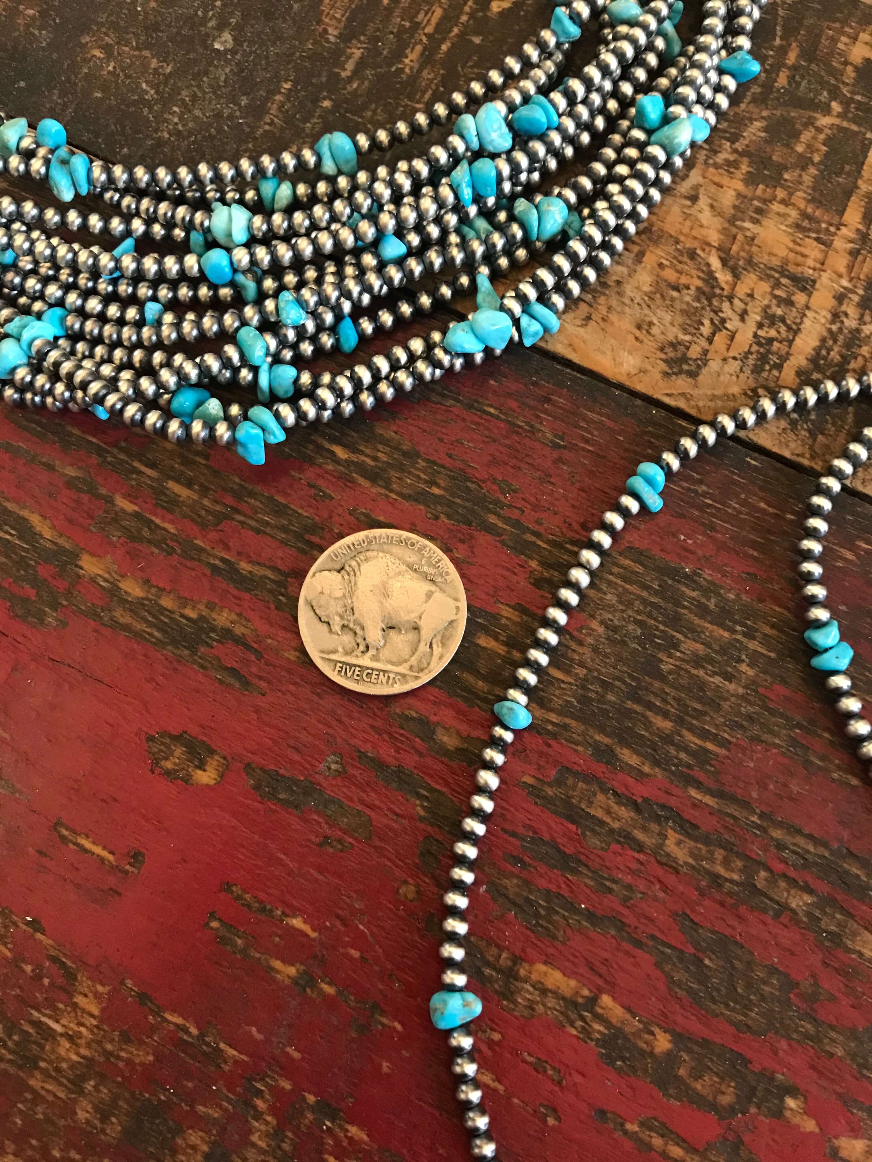 The Maizey Turquoise Necklace, 18"-Necklaces-Calli Co., Turquoise and Silver Jewelry, Native American Handmade, Zuni Tribe, Navajo Tribe, Brock Texas