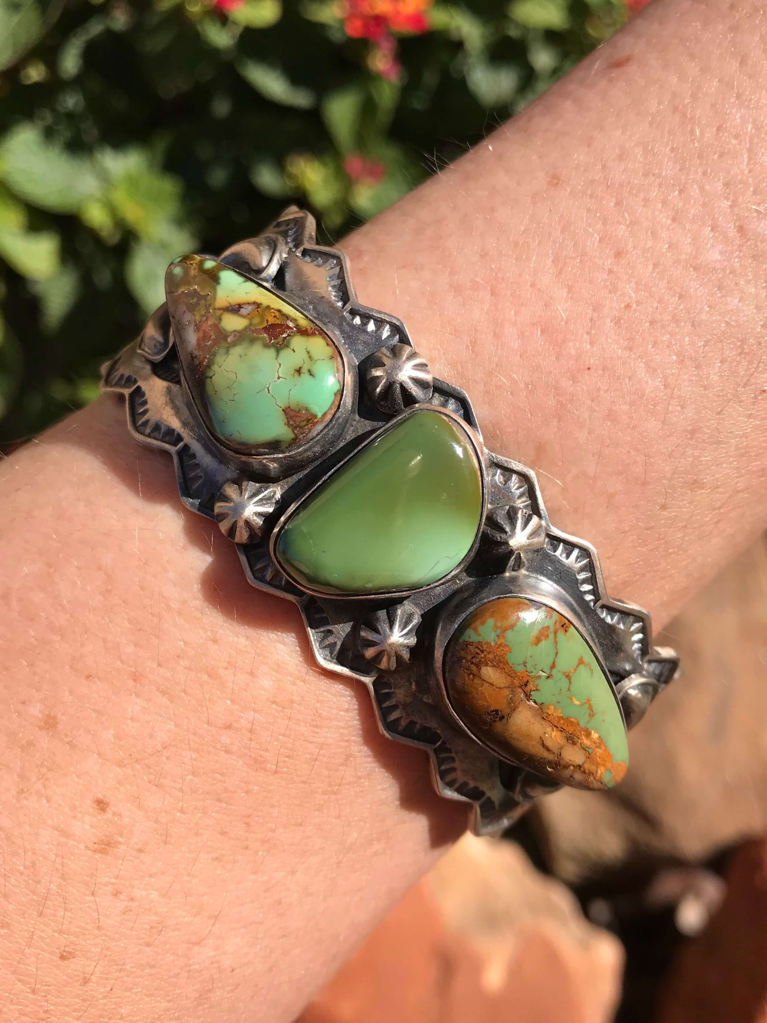 The Marlay Turquoise Cuff-Bracelets & Cuffs-Calli Co., Turquoise and Silver Jewelry, Native American Handmade, Zuni Tribe, Navajo Tribe, Brock Texas
