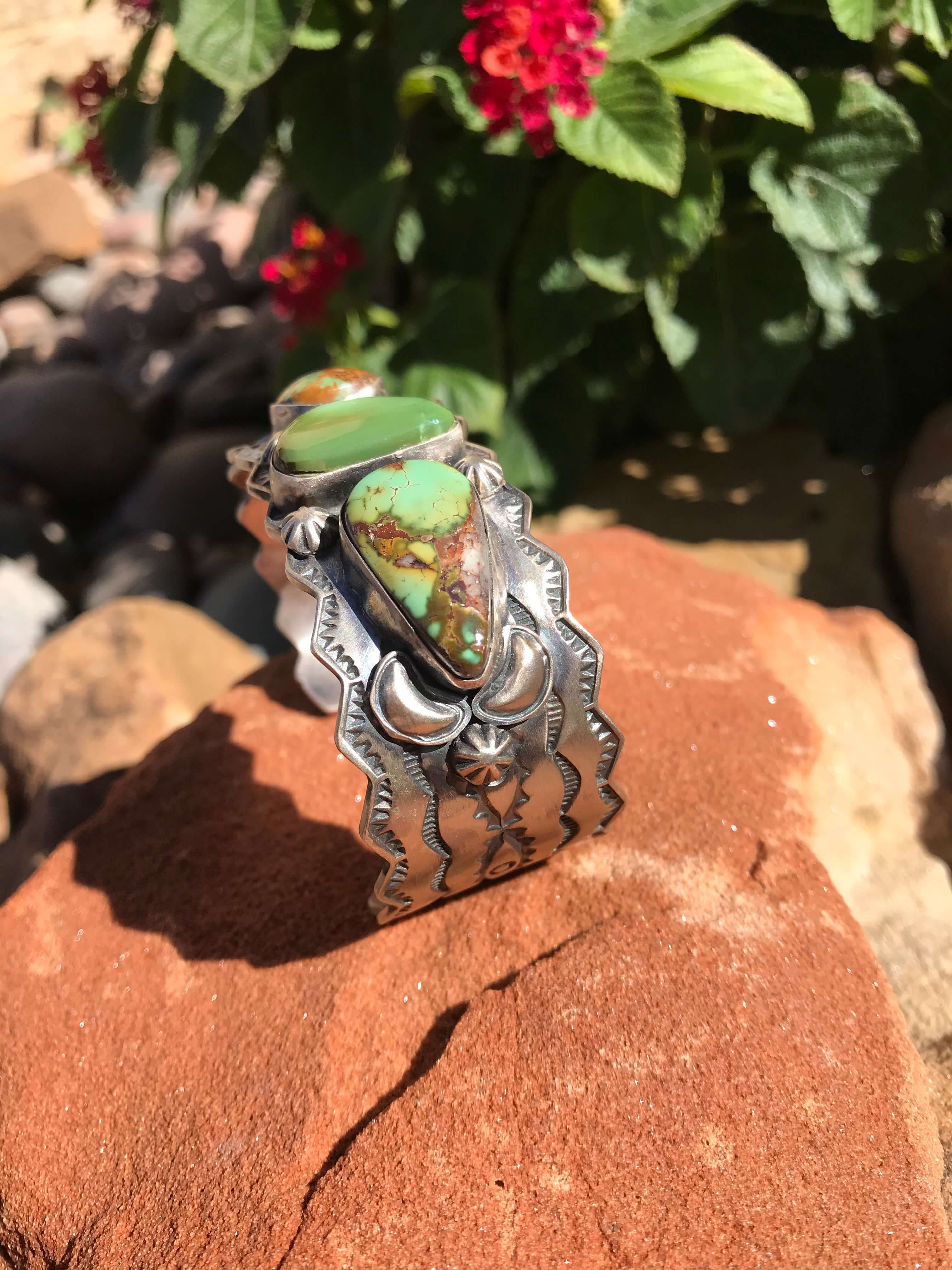 The Marlay Turquoise Cuff-Bracelets & Cuffs-Calli Co., Turquoise and Silver Jewelry, Native American Handmade, Zuni Tribe, Navajo Tribe, Brock Texas