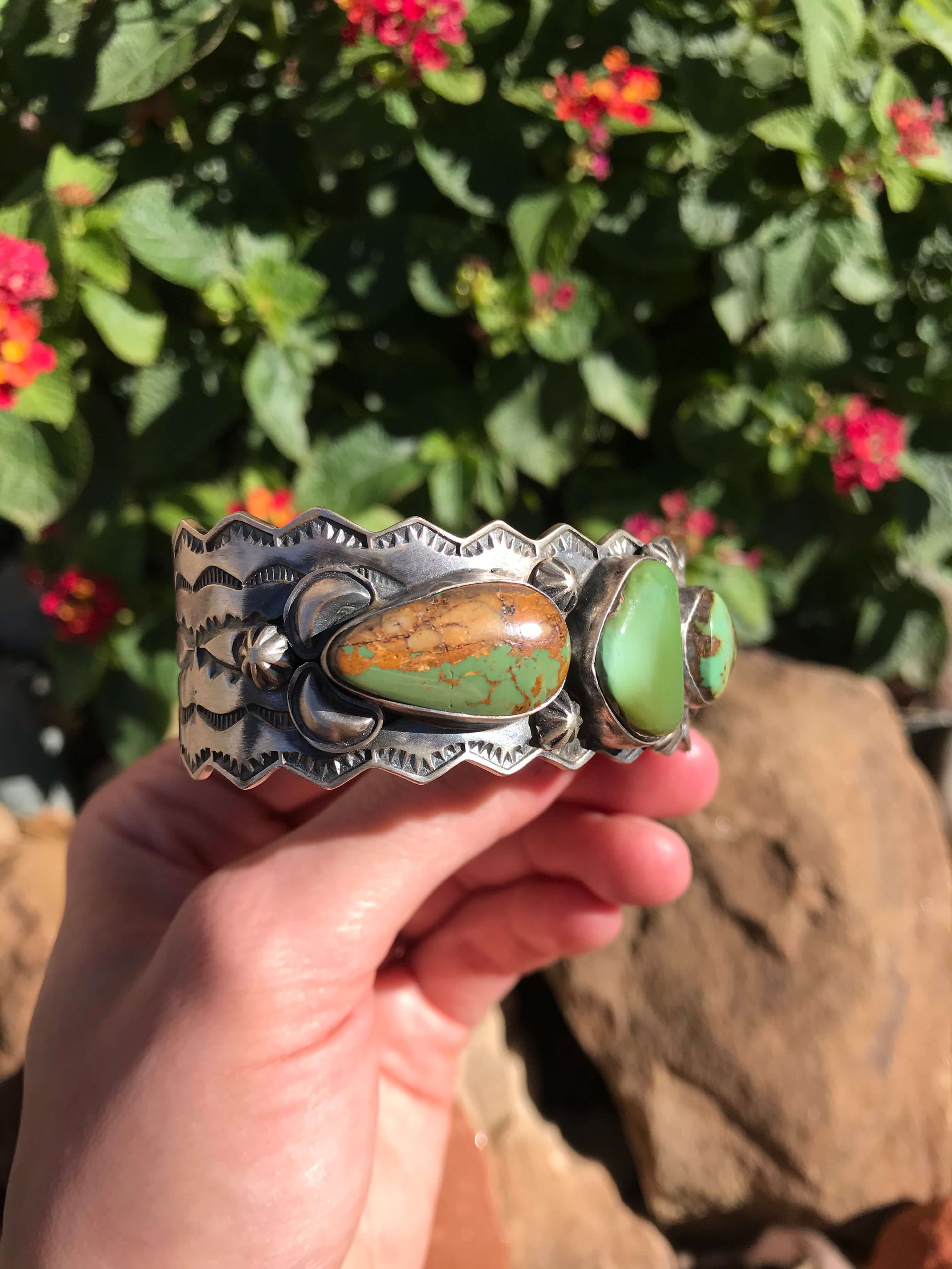 The Marlay Turquoise Cuff-Bracelets & Cuffs-Calli Co., Turquoise and Silver Jewelry, Native American Handmade, Zuni Tribe, Navajo Tribe, Brock Texas