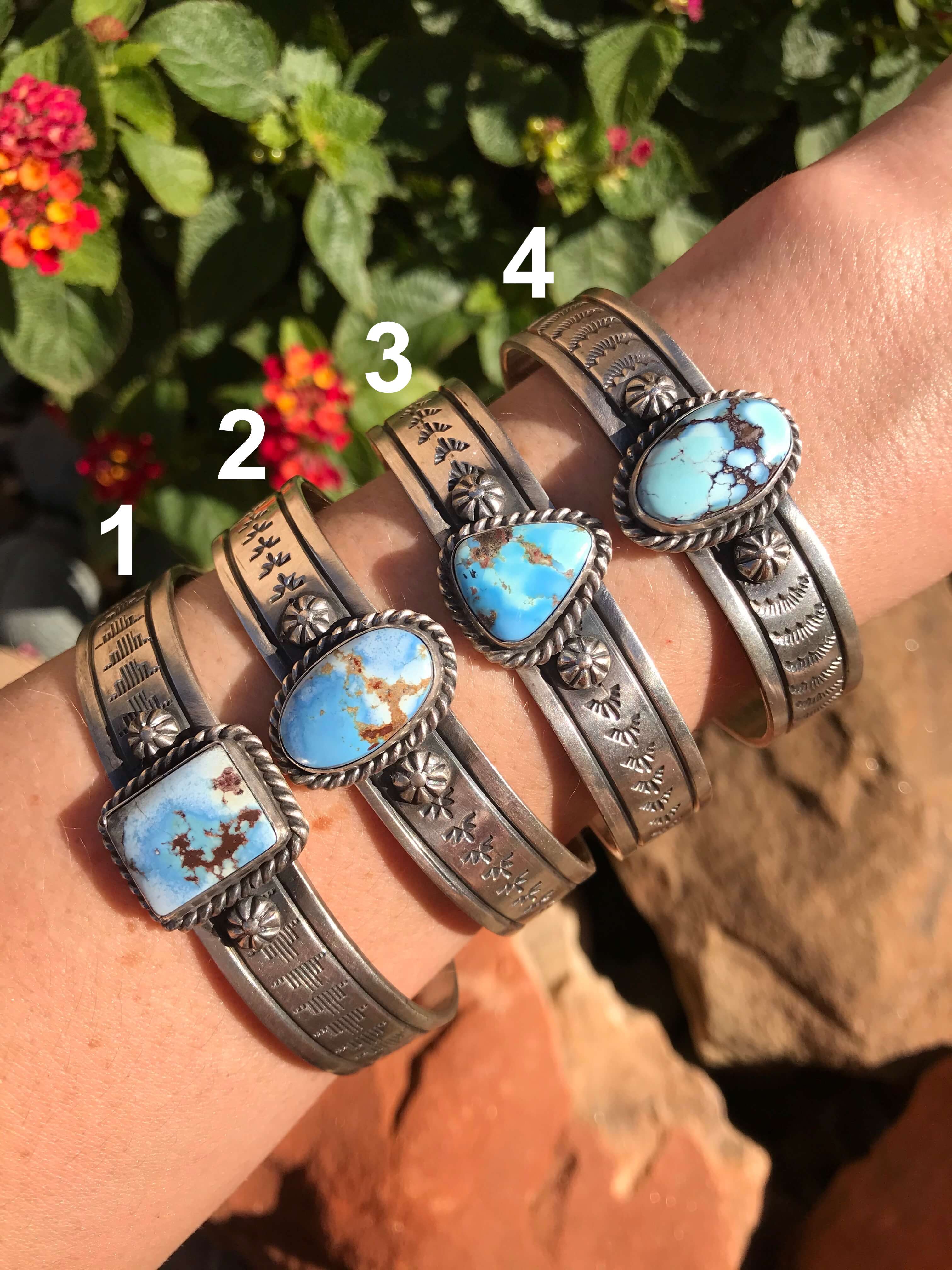 The Caton Turquoise Cuffs-Bracelets & Cuffs-Calli Co., Turquoise and Silver Jewelry, Native American Handmade, Zuni Tribe, Navajo Tribe, Brock Texas