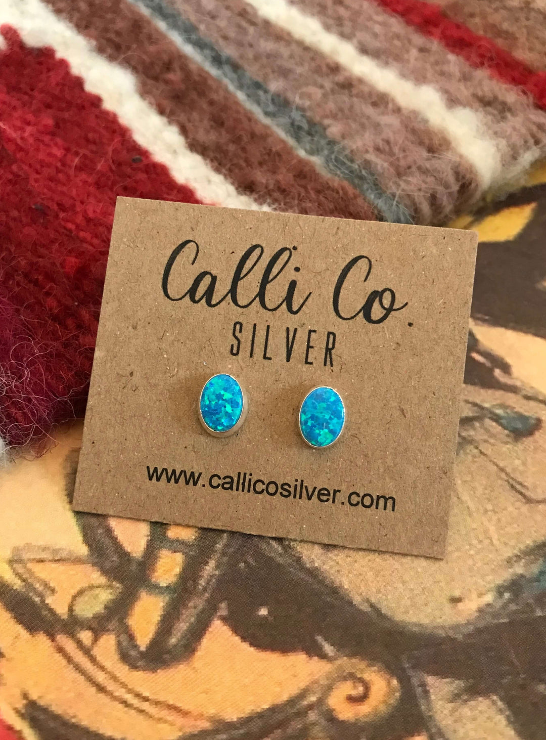The Petite Studs- Oval Green Opal-Earrings-Calli Co., Turquoise and Silver Jewelry, Native American Handmade, Zuni Tribe, Navajo Tribe, Brock Texas