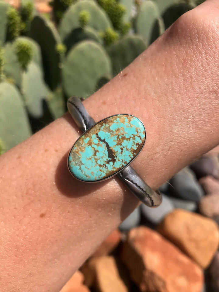The Wallen Turquoise Cuff, 2-Bracelets & Cuffs-Calli Co., Turquoise and Silver Jewelry, Native American Handmade, Zuni Tribe, Navajo Tribe, Brock Texas