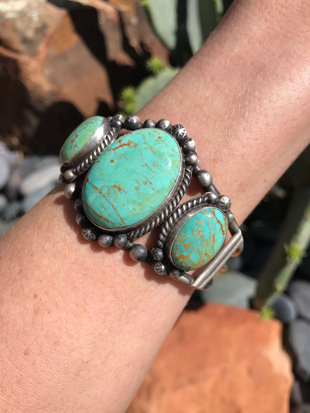 The Virginia Cuff-Bracelets & Cuffs-Calli Co., Turquoise and Silver Jewelry, Native American Handmade, Zuni Tribe, Navajo Tribe, Brock Texas