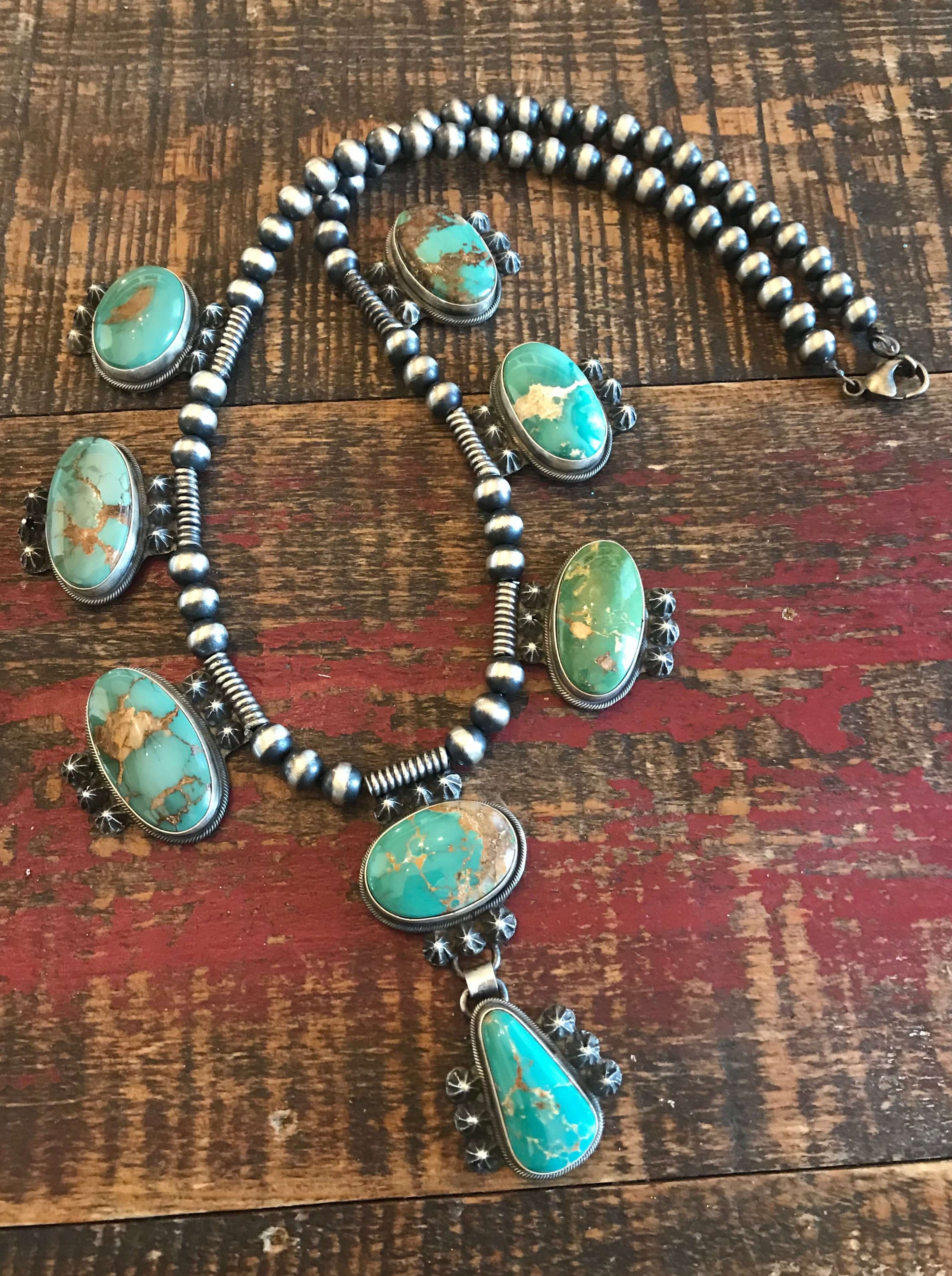 The Draper Turquoise Necklace-Necklaces-Calli Co., Turquoise and Silver Jewelry, Native American Handmade, Zuni Tribe, Navajo Tribe, Brock Texas