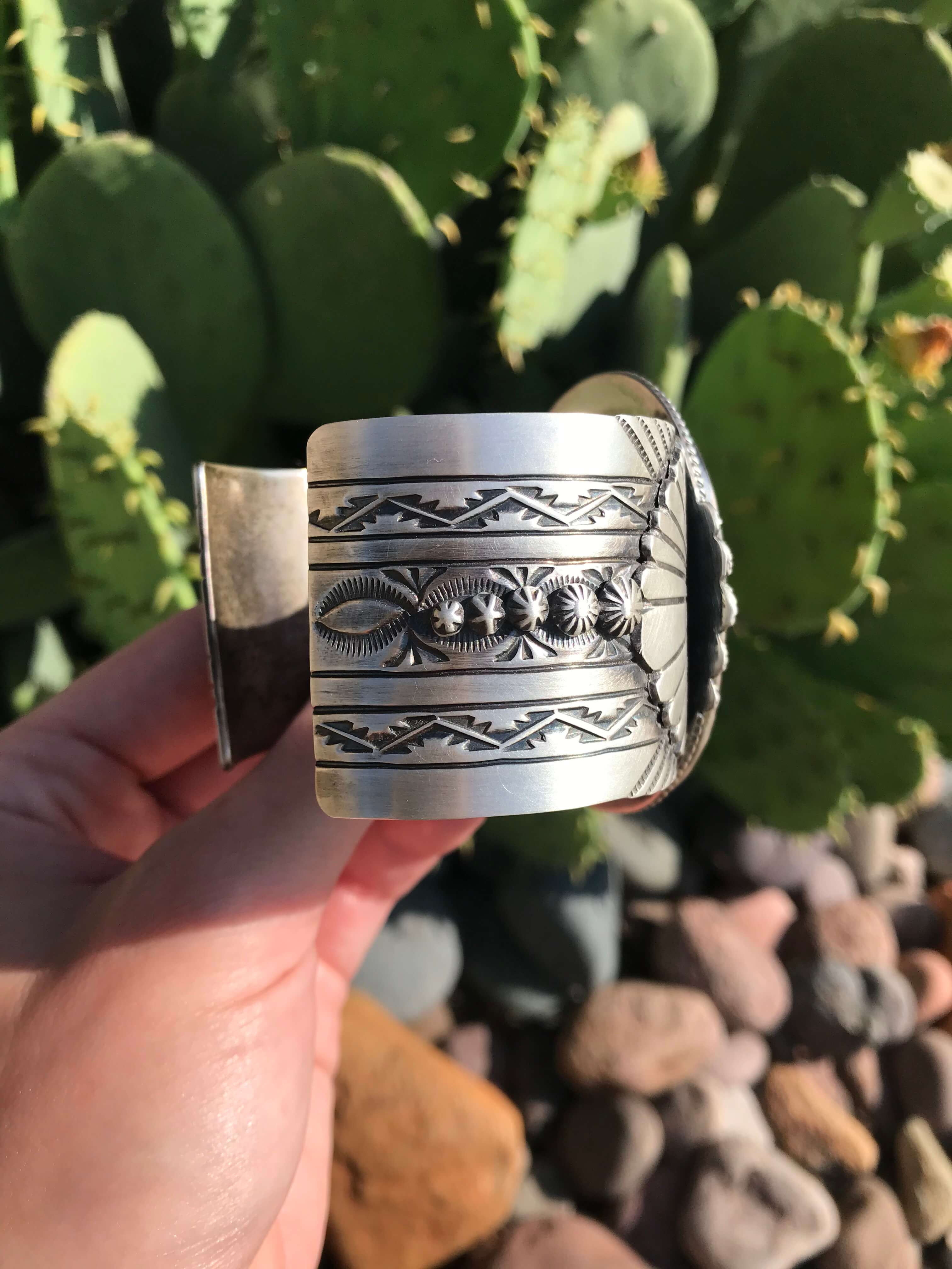 The Enrico Turquoise Ribbon Statement Cuff-Bracelets & Cuffs-Calli Co., Turquoise and Silver Jewelry, Native American Handmade, Zuni Tribe, Navajo Tribe, Brock Texas