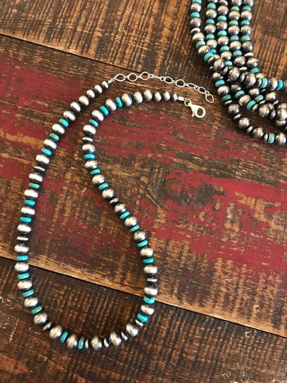 The Willowcreek Necklace, 20"-Necklaces-Calli Co., Turquoise and Silver Jewelry, Native American Handmade, Zuni Tribe, Navajo Tribe, Brock Texas