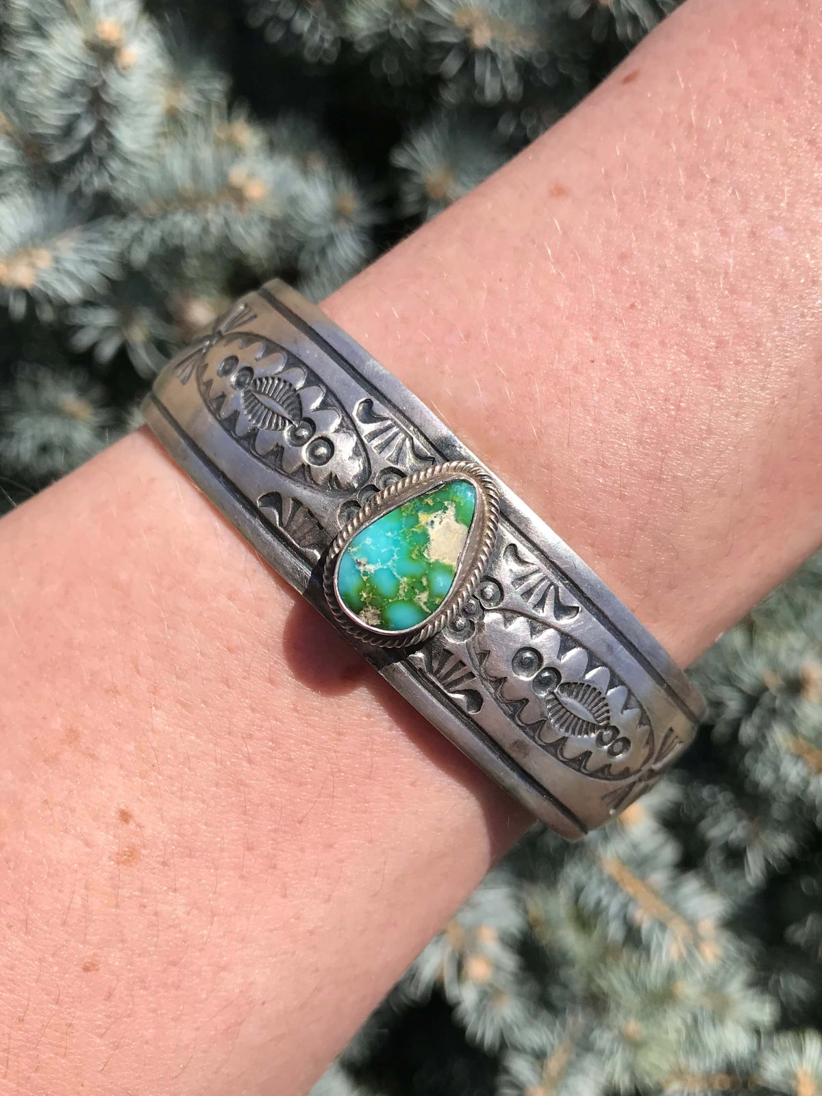 The Calihan Sonoran Gold Turquoise Cuff-Bracelets & Cuffs-Calli Co., Turquoise and Silver Jewelry, Native American Handmade, Zuni Tribe, Navajo Tribe, Brock Texas