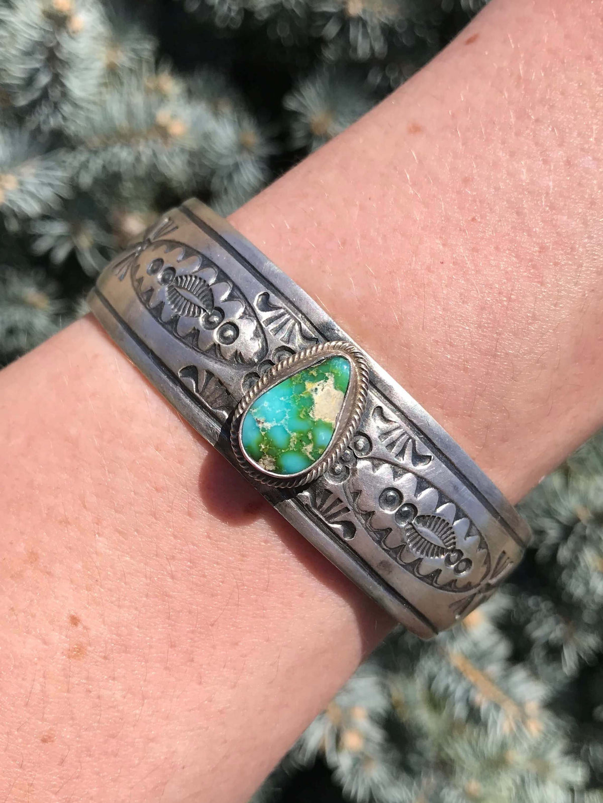 The Calihan Sonoran Gold Turquoise Cuff-Bracelets & Cuffs-Calli Co., Turquoise and Silver Jewelry, Native American Handmade, Zuni Tribe, Navajo Tribe, Brock Texas