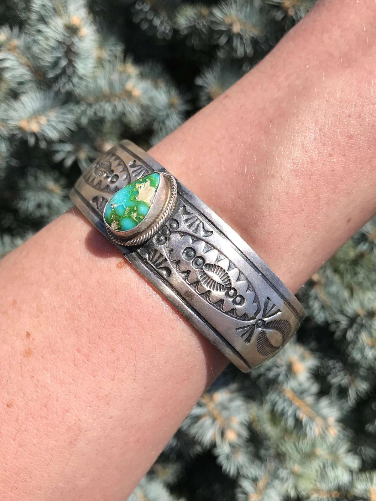 The Calihan Sonoran Gold Turquoise Cuff-Bracelets & Cuffs-Calli Co., Turquoise and Silver Jewelry, Native American Handmade, Zuni Tribe, Navajo Tribe, Brock Texas