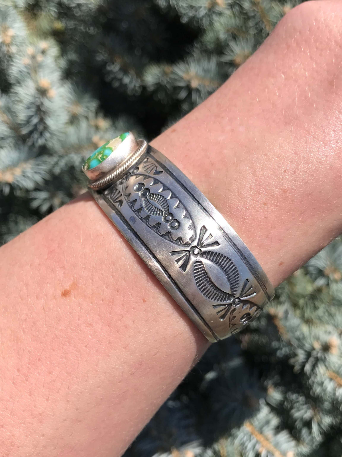 The Calihan Sonoran Gold Turquoise Cuff-Bracelets & Cuffs-Calli Co., Turquoise and Silver Jewelry, Native American Handmade, Zuni Tribe, Navajo Tribe, Brock Texas