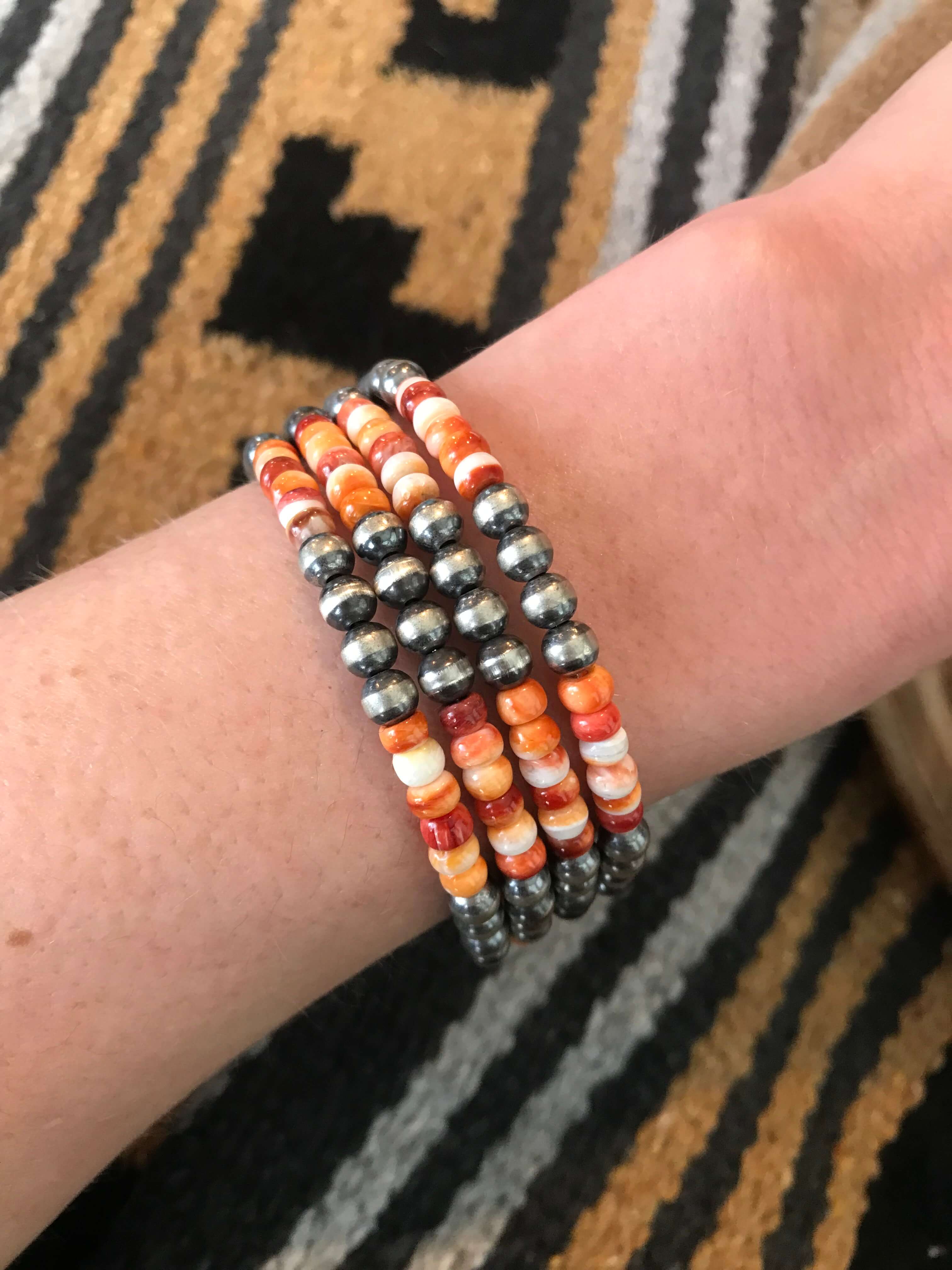 The Blaire Bracelet in Orange Spiny-Bracelets & Cuffs-Calli Co., Turquoise and Silver Jewelry, Native American Handmade, Zuni Tribe, Navajo Tribe, Brock Texas