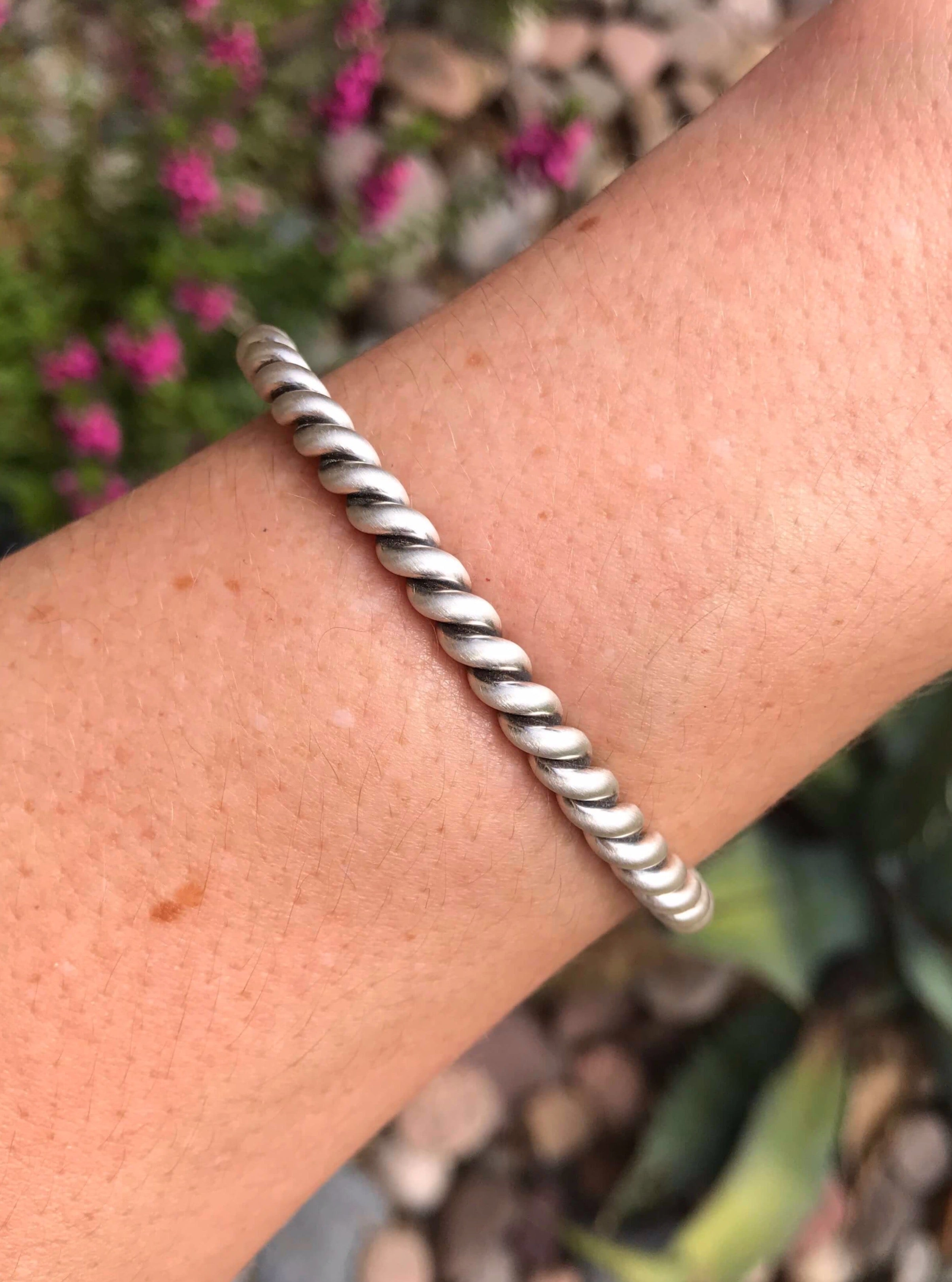 The Skyline Sterling Rope Cuff-Bracelets & Cuffs-Calli Co., Turquoise and Silver Jewelry, Native American Handmade, Zuni Tribe, Navajo Tribe, Brock Texas