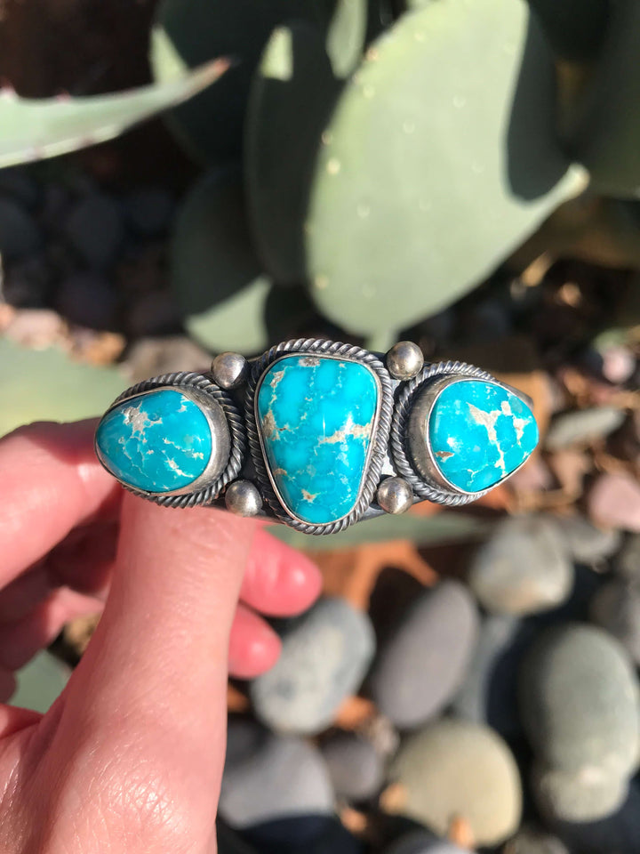 The Wolfforth Turquoise Cuff-Bracelets & Cuffs-Calli Co., Turquoise and Silver Jewelry, Native American Handmade, Zuni Tribe, Navajo Tribe, Brock Texas