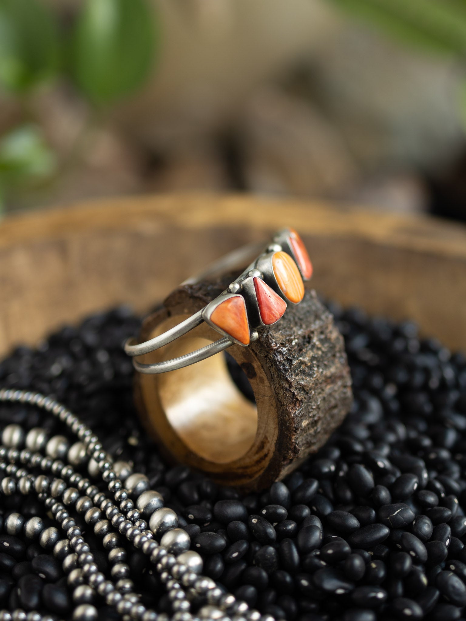 The 5 Stone Spiny Cuff, 8-Bracelets & Cuffs-Calli Co., Turquoise and Silver Jewelry, Native American Handmade, Zuni Tribe, Navajo Tribe, Brock Texas