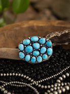 The Quinn Turquoise Cluster Belt Buckle-Belt Buckles-Calli Co., Turquoise and Silver Jewelry, Native American Handmade, Zuni Tribe, Navajo Tribe, Brock Texas