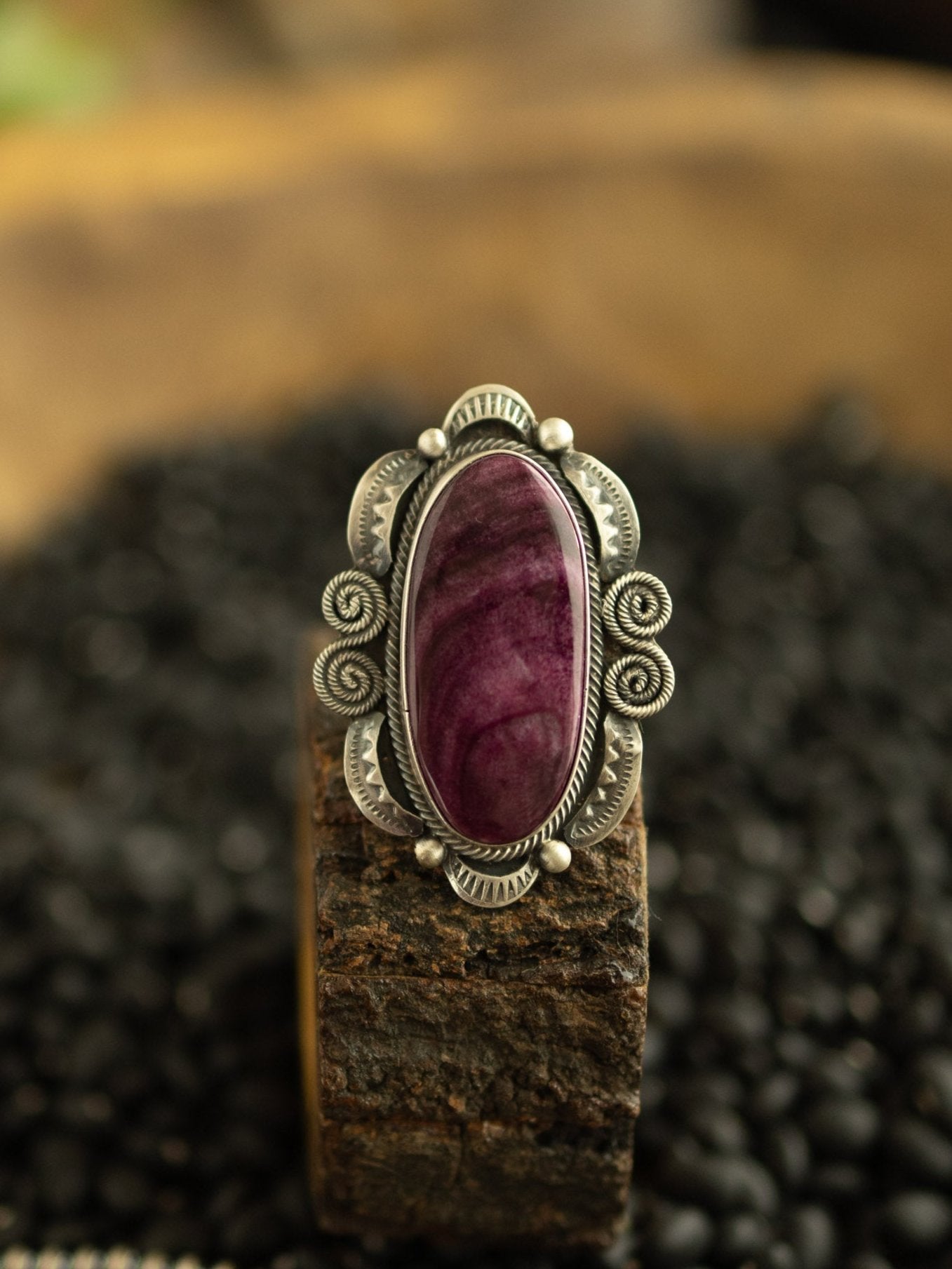 The Cindi Adjustable Purple Spiny Ring Calli Co. Silver