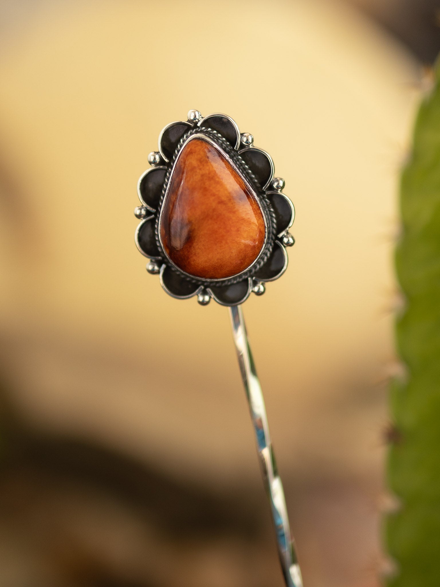 One Of The Most Unique Vintage Native American Navajo Orange Shell Sterling Silver Bracelet
