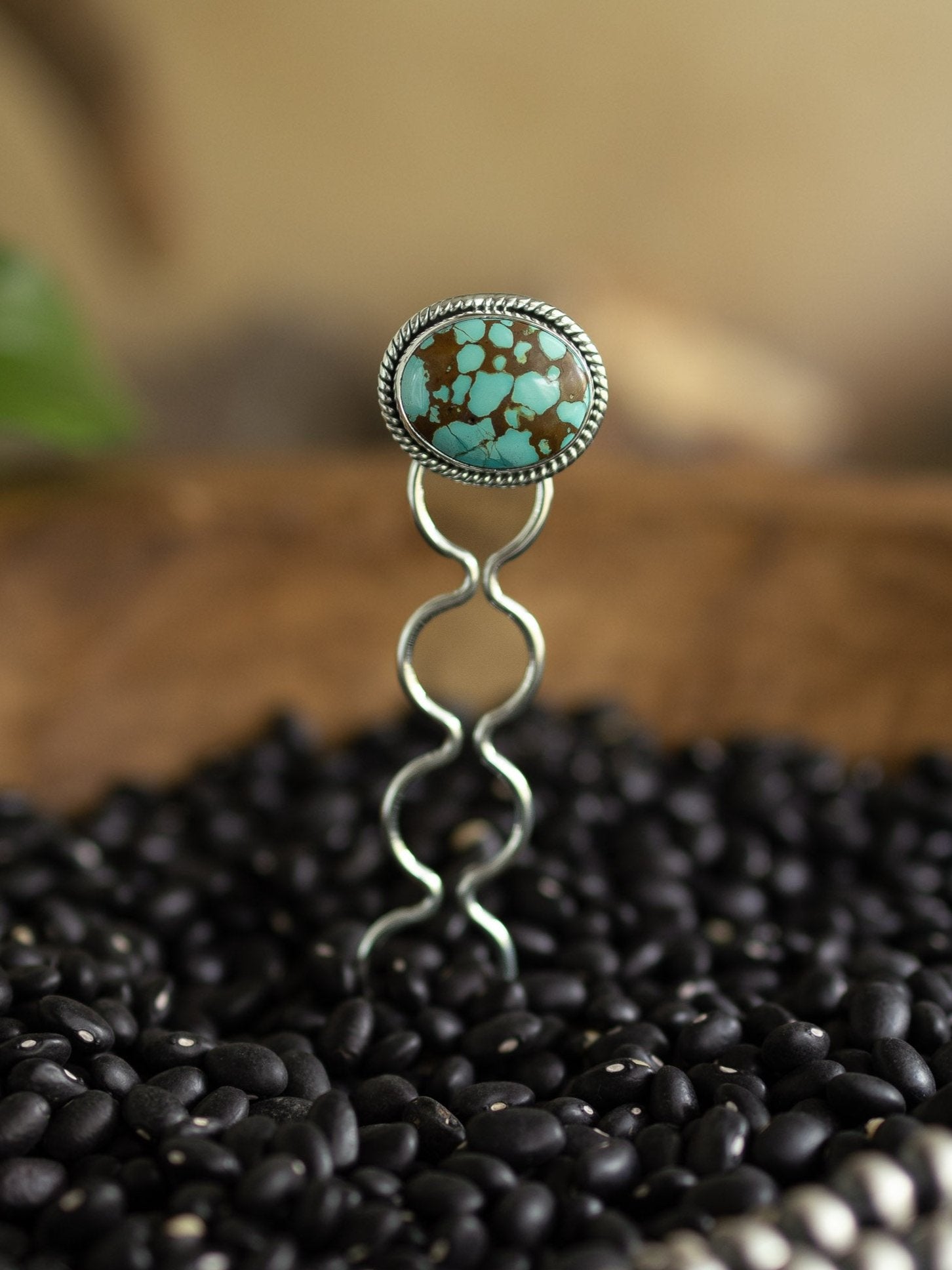 The Grace Turquoise Hair Pin, 8-Hair Accessories-Calli Co., Turquoise and Silver Jewelry, Native American Handmade, Zuni Tribe, Navajo Tribe, Brock Texas