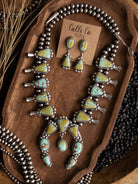 The Carson Turquoise Squash Blossom Necklace Set-Necklaces-Calli Co., Turquoise and Silver Jewelry, Native American Handmade, Zuni Tribe, Navajo Tribe, Brock Texas