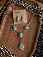 The Muse Turquoise Lariat Necklace Set-Necklaces-Calli Co., Turquoise and Silver Jewelry, Native American Handmade, Zuni Tribe, Navajo Tribe, Brock Texas