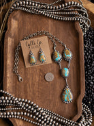 The Muse Turquoise Lariat Necklace Set-Necklaces-Calli Co., Turquoise and Silver Jewelry, Native American Handmade, Zuni Tribe, Navajo Tribe, Brock Texas