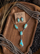 The El Dorado Lariat Necklace Set-Necklaces-Calli Co., Turquoise and Silver Jewelry, Native American Handmade, Zuni Tribe, Navajo Tribe, Brock Texas