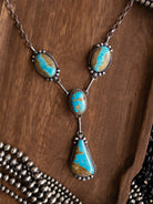 The El Dorado Lariat Necklace Set-Necklaces-Calli Co., Turquoise and Silver Jewelry, Native American Handmade, Zuni Tribe, Navajo Tribe, Brock Texas