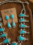 The Santa Cruz Squash Blossom Necklace Set-Necklaces-Calli Co., Turquoise and Silver Jewelry, Native American Handmade, Zuni Tribe, Navajo Tribe, Brock Texas