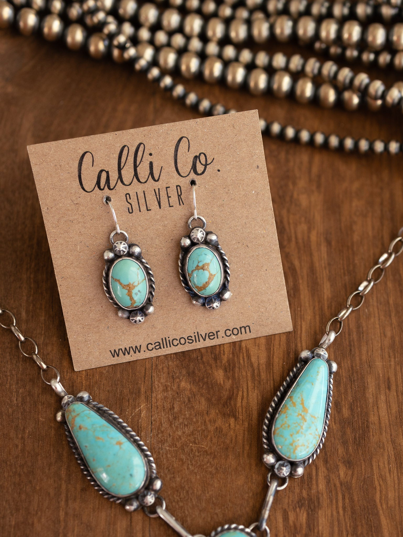 The Tanglewood Lariat Necklace Set-Necklaces-Calli Co., Turquoise and Silver Jewelry, Native American Handmade, Zuni Tribe, Navajo Tribe, Brock Texas