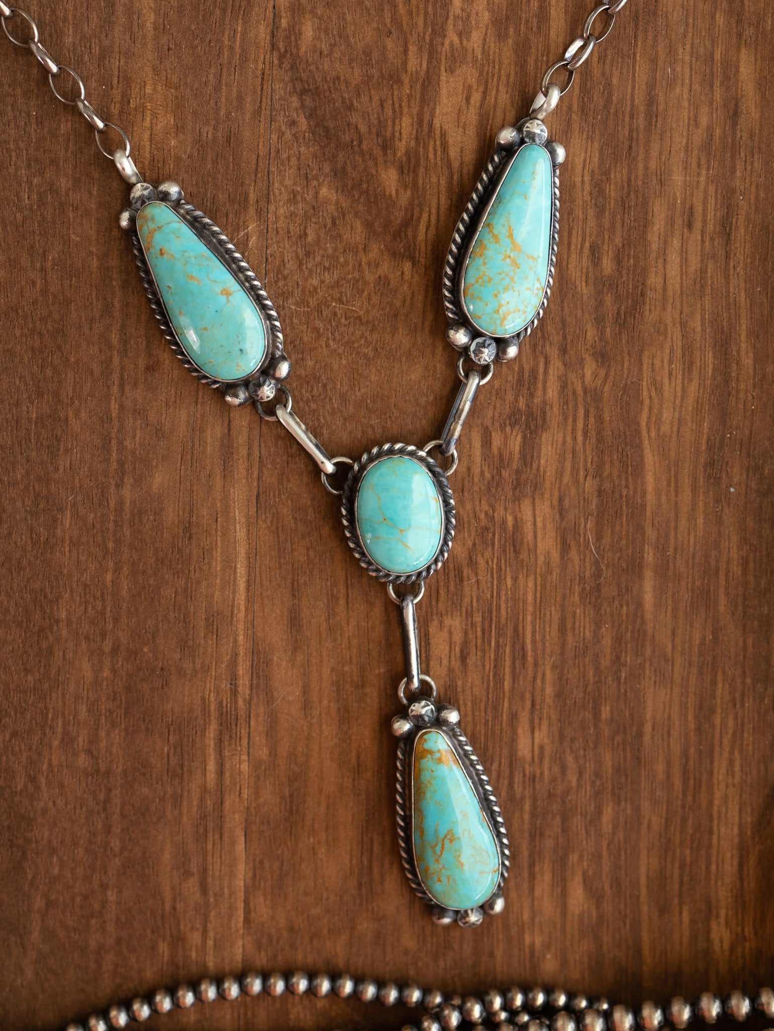 The Tanglewood Lariat Necklace Set-Necklaces-Calli Co., Turquoise and Silver Jewelry, Native American Handmade, Zuni Tribe, Navajo Tribe, Brock Texas