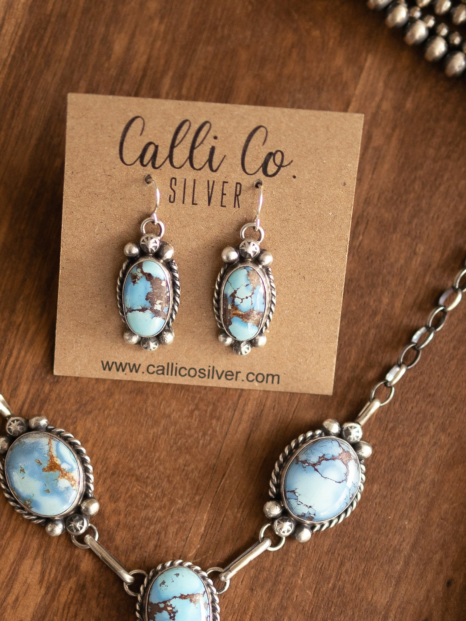 The Dolliver Golden Hills Lariat-Necklaces-Calli Co., Turquoise and Silver Jewelry, Native American Handmade, Zuni Tribe, Navajo Tribe, Brock Texas