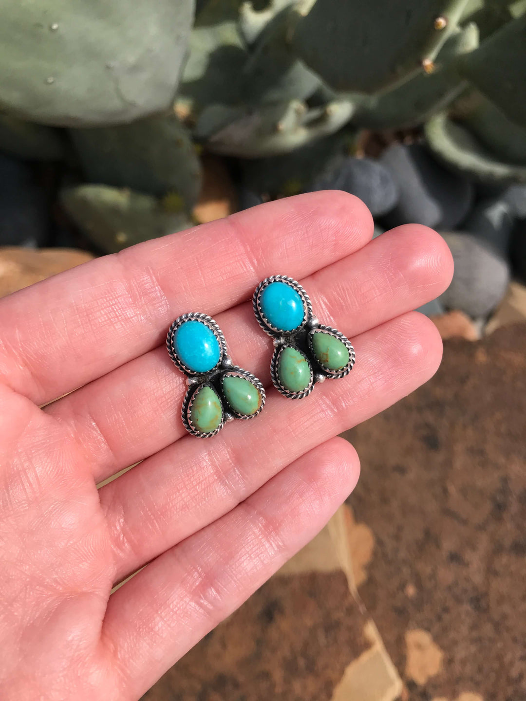 The Journey West Earrings, 6-Earrings-Calli Co., Turquoise and Silver Jewelry, Native American Handmade, Zuni Tribe, Navajo Tribe, Brock Texas