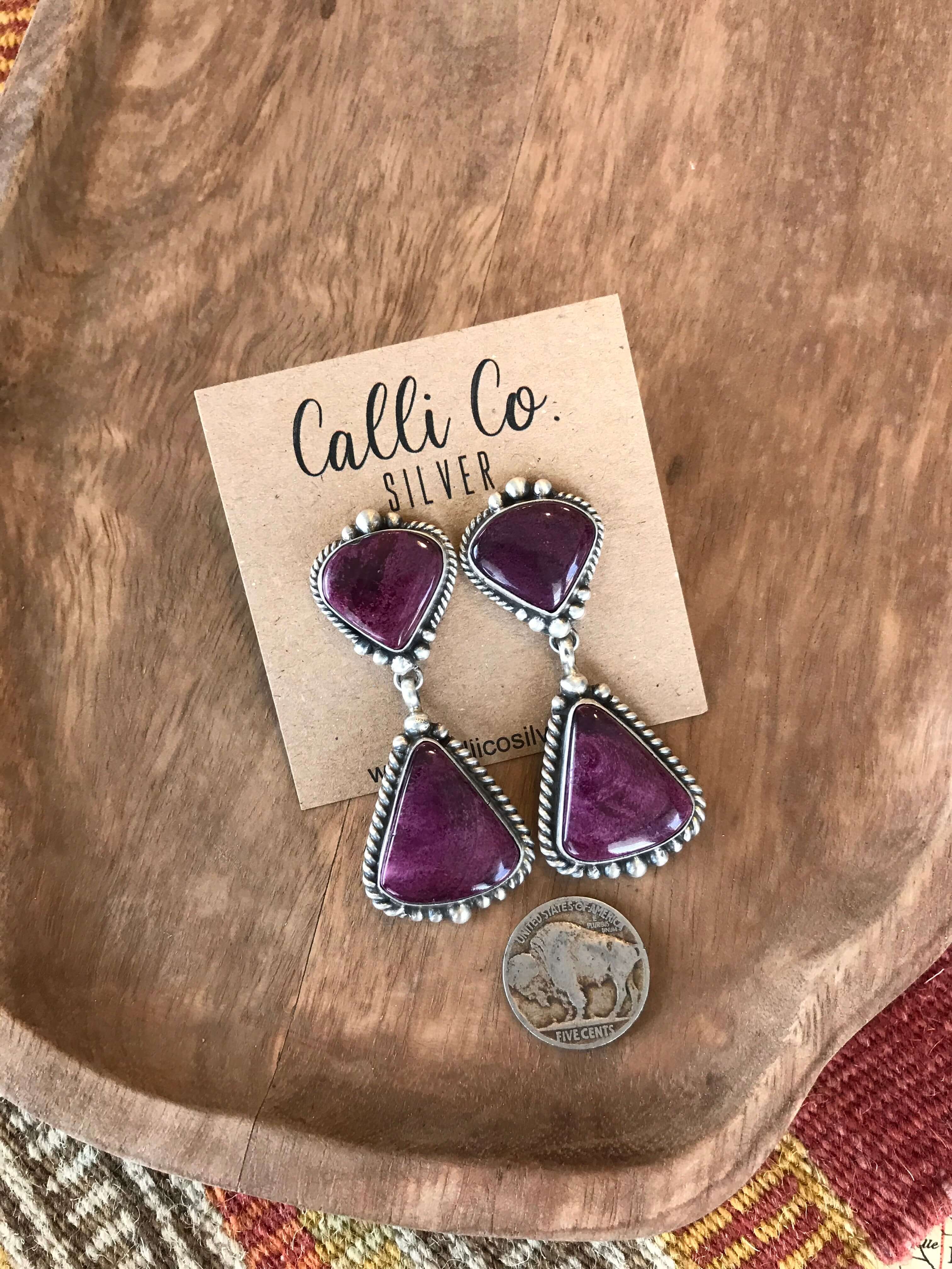 The Glendale Earrings, 7-Earrings-Calli Co., Turquoise and Silver Jewelry, Native American Handmade, Zuni Tribe, Navajo Tribe, Brock Texas