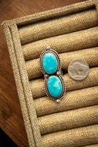 The Fenton Double Stone Ring 3, Sz 6.75-Rings-Calli Co., Turquoise and Silver Jewelry, Native American Handmade, Zuni Tribe, Navajo Tribe, Brock Texas