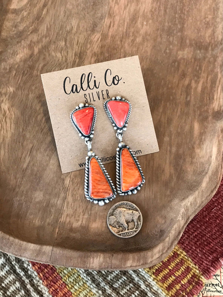 The Glendale Earrings, 5-Earrings-Calli Co., Turquoise and Silver Jewelry, Native American Handmade, Zuni Tribe, Navajo Tribe, Brock Texas