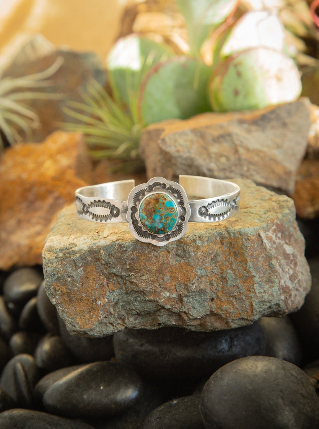 The Hassie Turquoise Cuff, 3-Bracelets & Cuffs-Calli Co., Turquoise and Silver Jewelry, Native American Handmade, Zuni Tribe, Navajo Tribe, Brock Texas