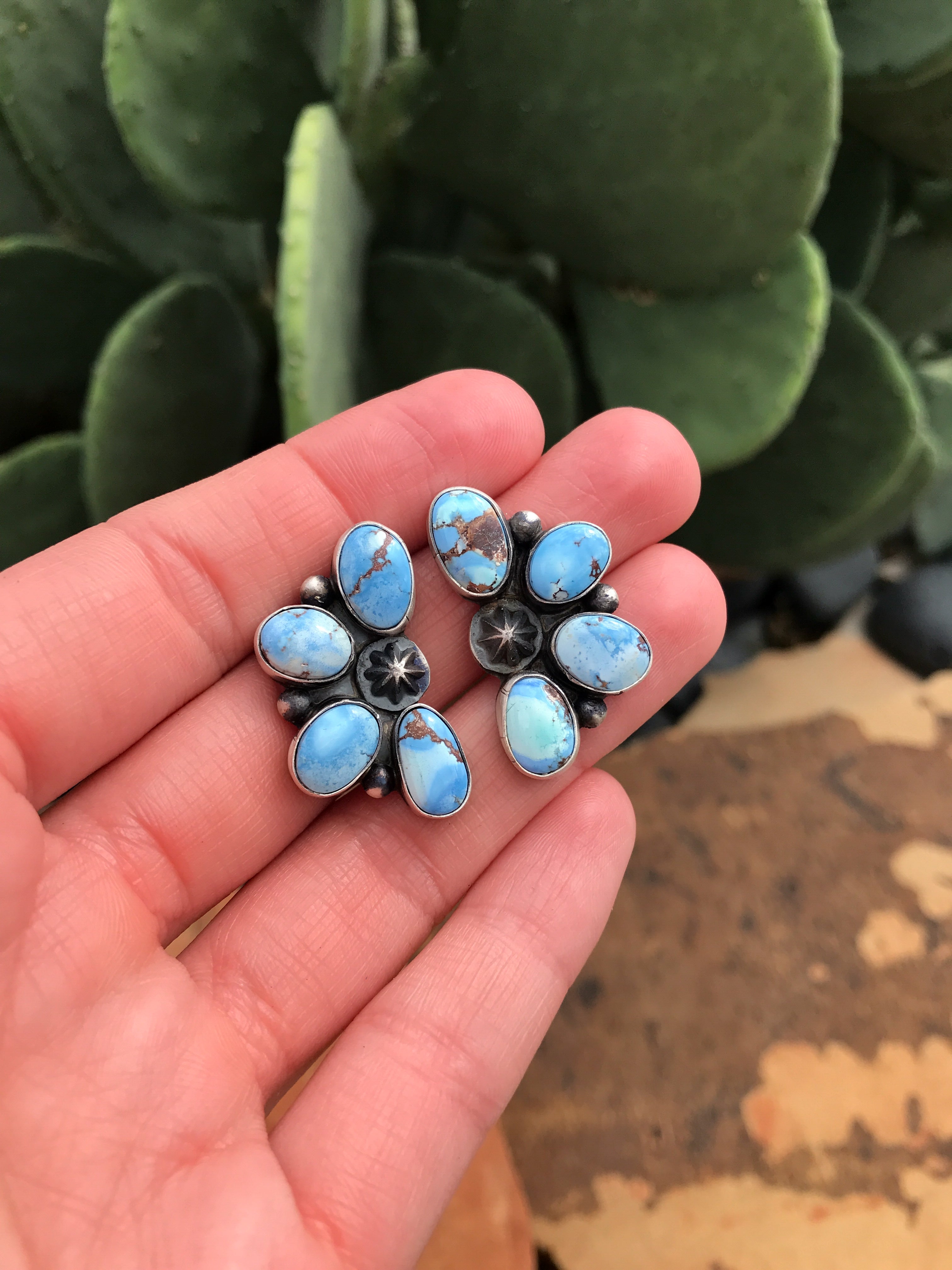 The Renner Turquoise Earrings-Earrings-Calli Co., Turquoise and Silver Jewelry, Native American Handmade, Zuni Tribe, Navajo Tribe, Brock Texas