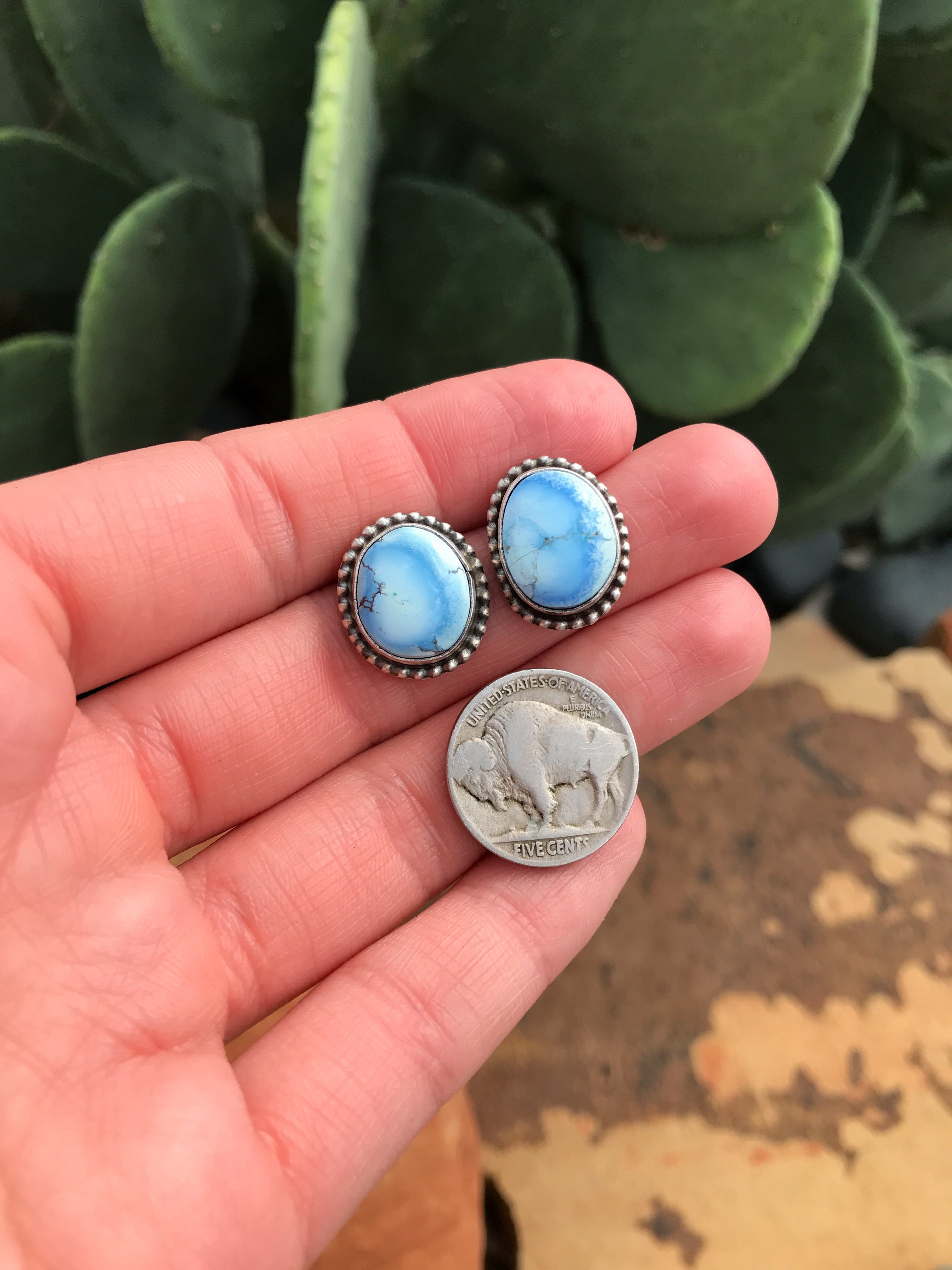 The Golden Hills Studs, 32-Earrings-Calli Co., Turquoise and Silver Jewelry, Native American Handmade, Zuni Tribe, Navajo Tribe, Brock Texas