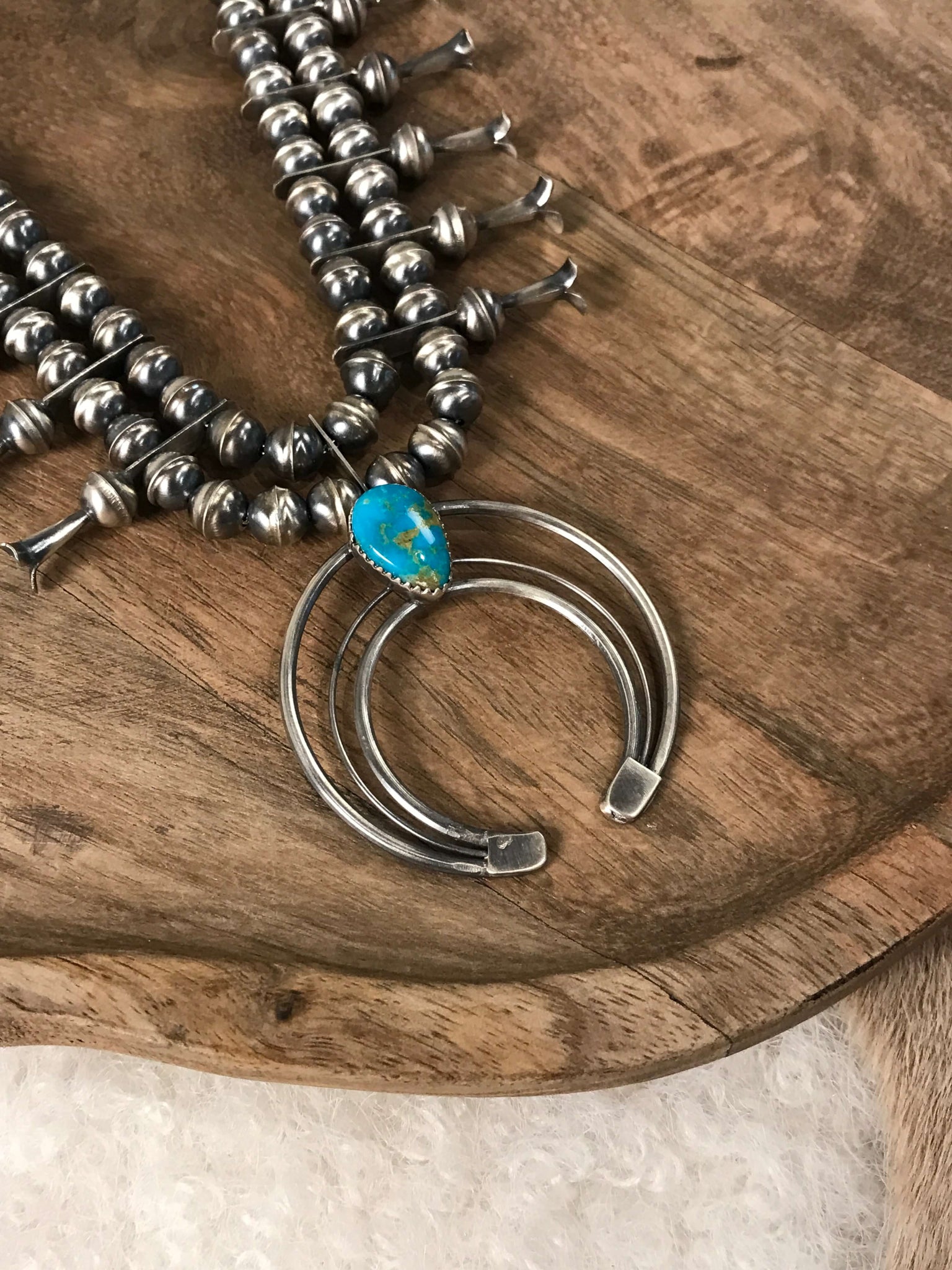 The Mariano Squash Blossom Necklace Set-Necklaces-Calli Co., Turquoise and Silver Jewelry, Native American Handmade, Zuni Tribe, Navajo Tribe, Brock Texas